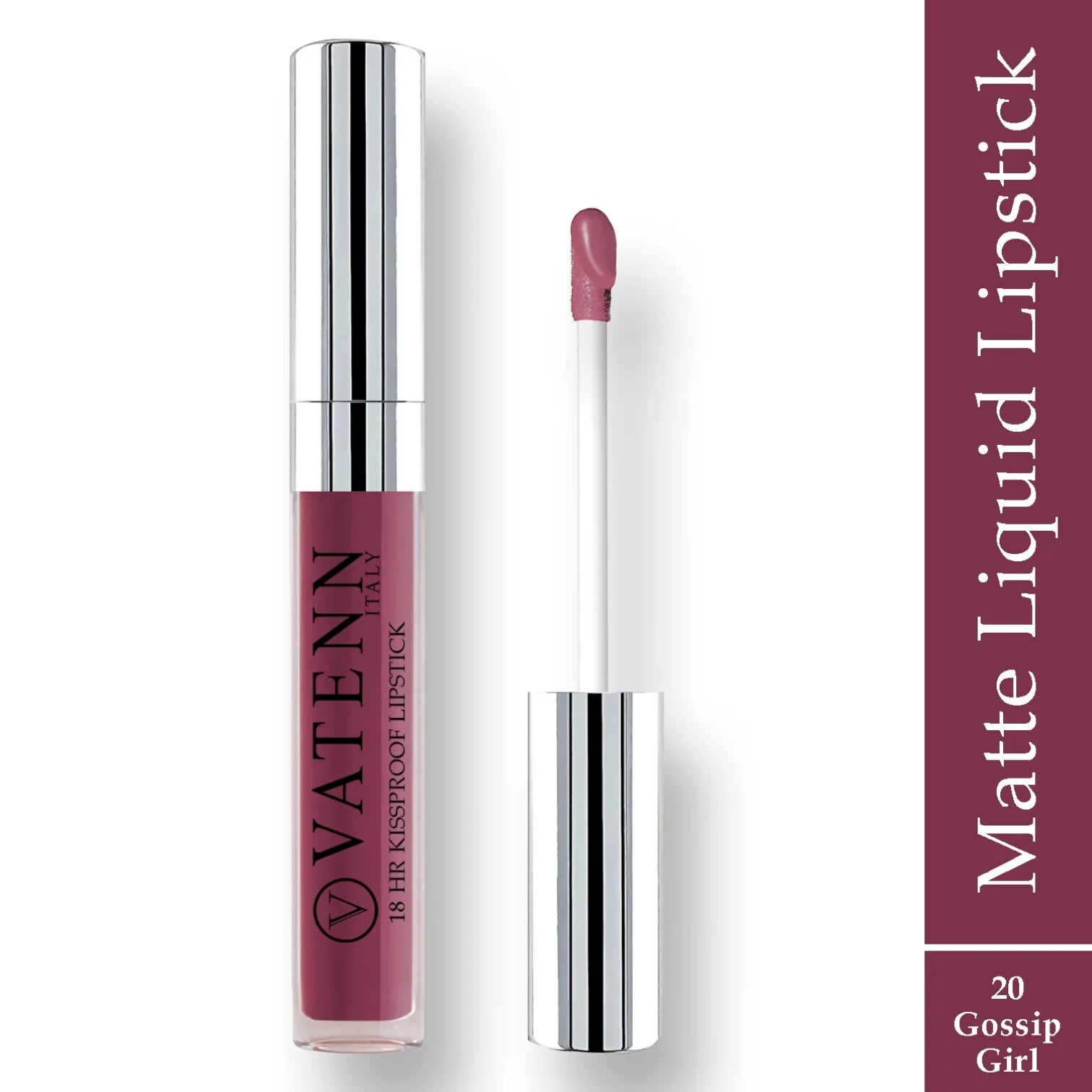 Vatenn 18Hrs Kissproof Liquid Lipstick – Shade 20 Gossip Girl | Long-Lasting Transfer-Proof Matte Lip Color, Non-Drying & Highly Pigmented - Damoo