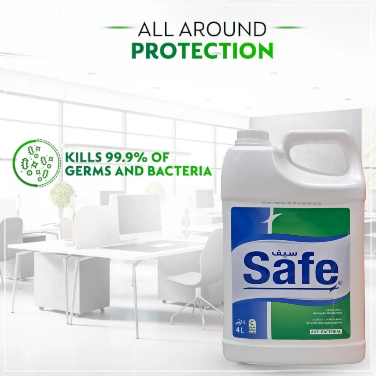 Safe Antiseptic Disinfectant Floor Cleaner – 4 Liter | Multi-Surface Cleaning & Sterilization for Home, Hospital & School - Damoo
