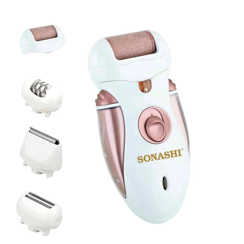 Sonashi Epilator & Trimmer for Women – SLD-824 | 3 Attachments, Washable Head, Stainless Steel Blades, LED Light, 45 Min Usage Time - Damoo