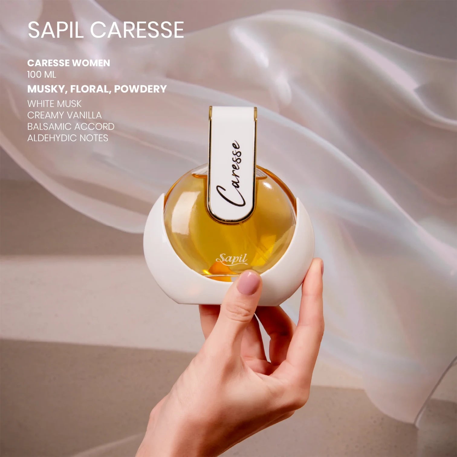 Caresse Eau de Parfum for Women – Powdery Floral Fragrance with Soft Musks & Vanilla, Long-Lasting Feminine Scent, Perfect Everyday & Evening Perfume - Damoo