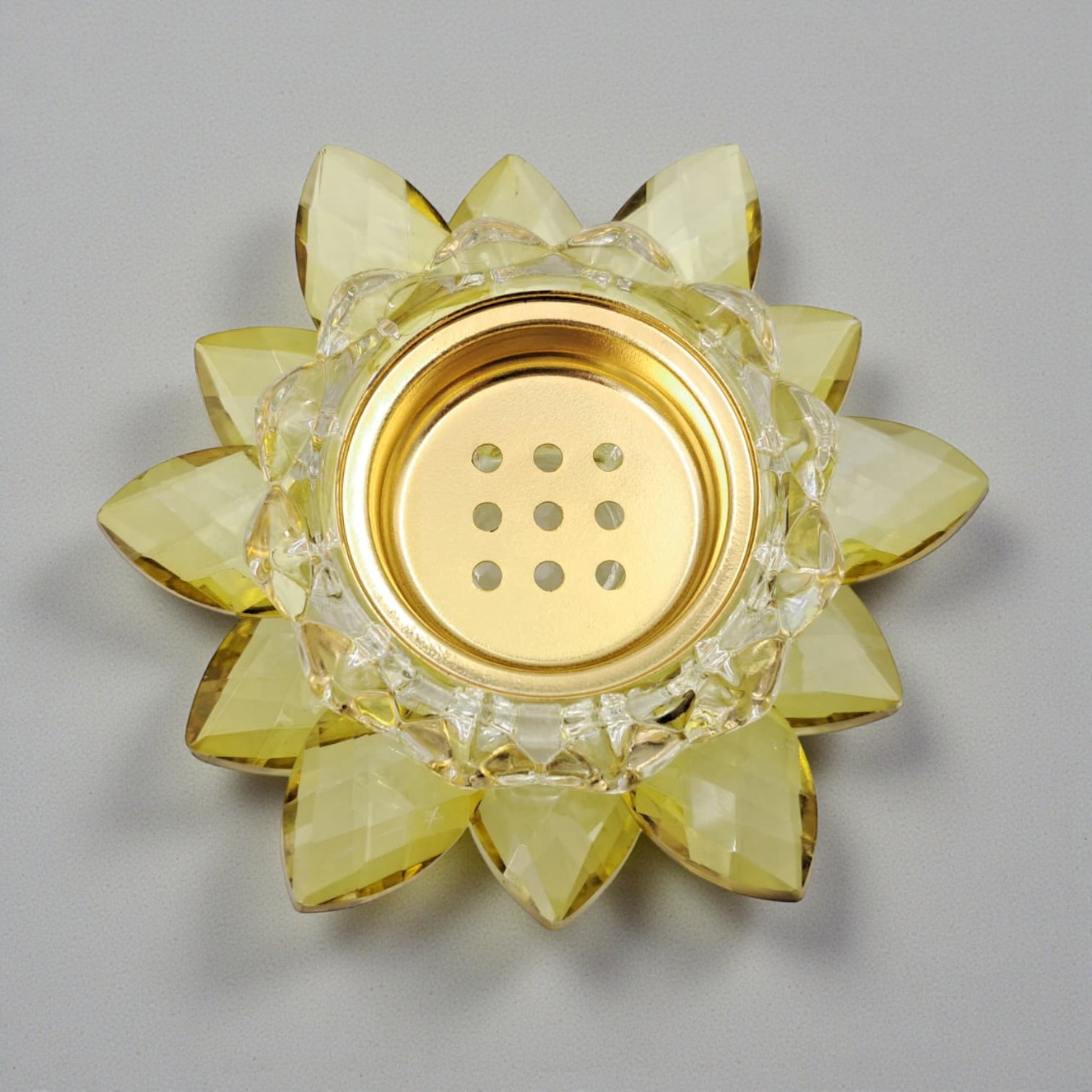 Crystal Lotus Bakhoor Burner – Yellow | Luxury Crystal Mabkhara | Home Décor Oud & Incense Burner | Arabic Gift for Home & Ramadan