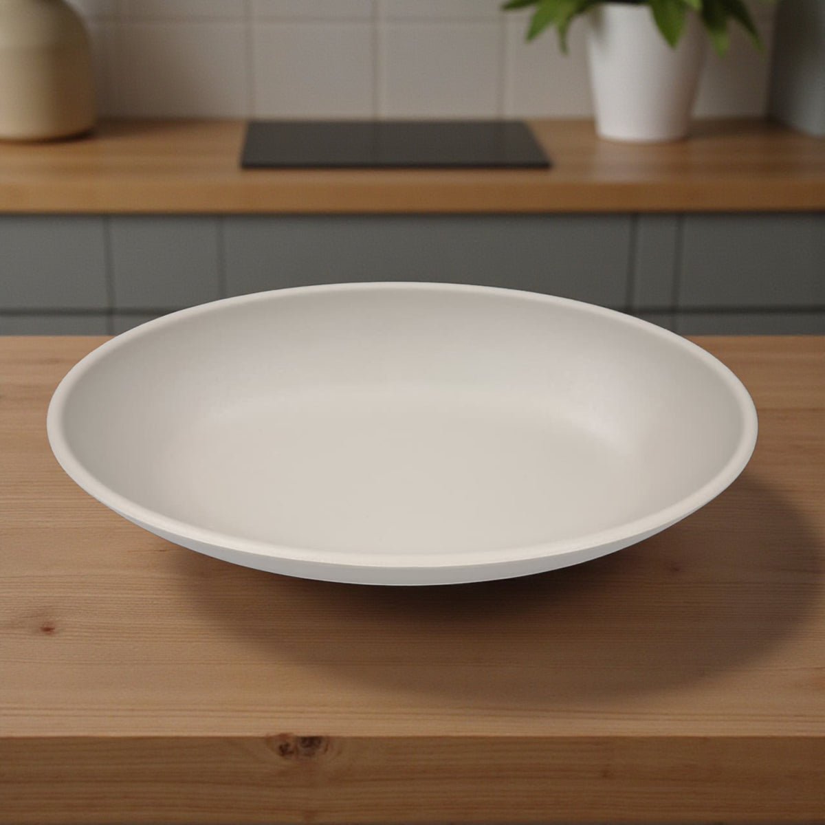 Modern Beige Ceramic Grain Bowl Set – Deep Stoneware Bowls in 3 Sizes (25cm, 20cm, 10cm) | Minimalist Matt-Glazed Serving Bowls for Salad, Pasta, Soup & Everyday Dining