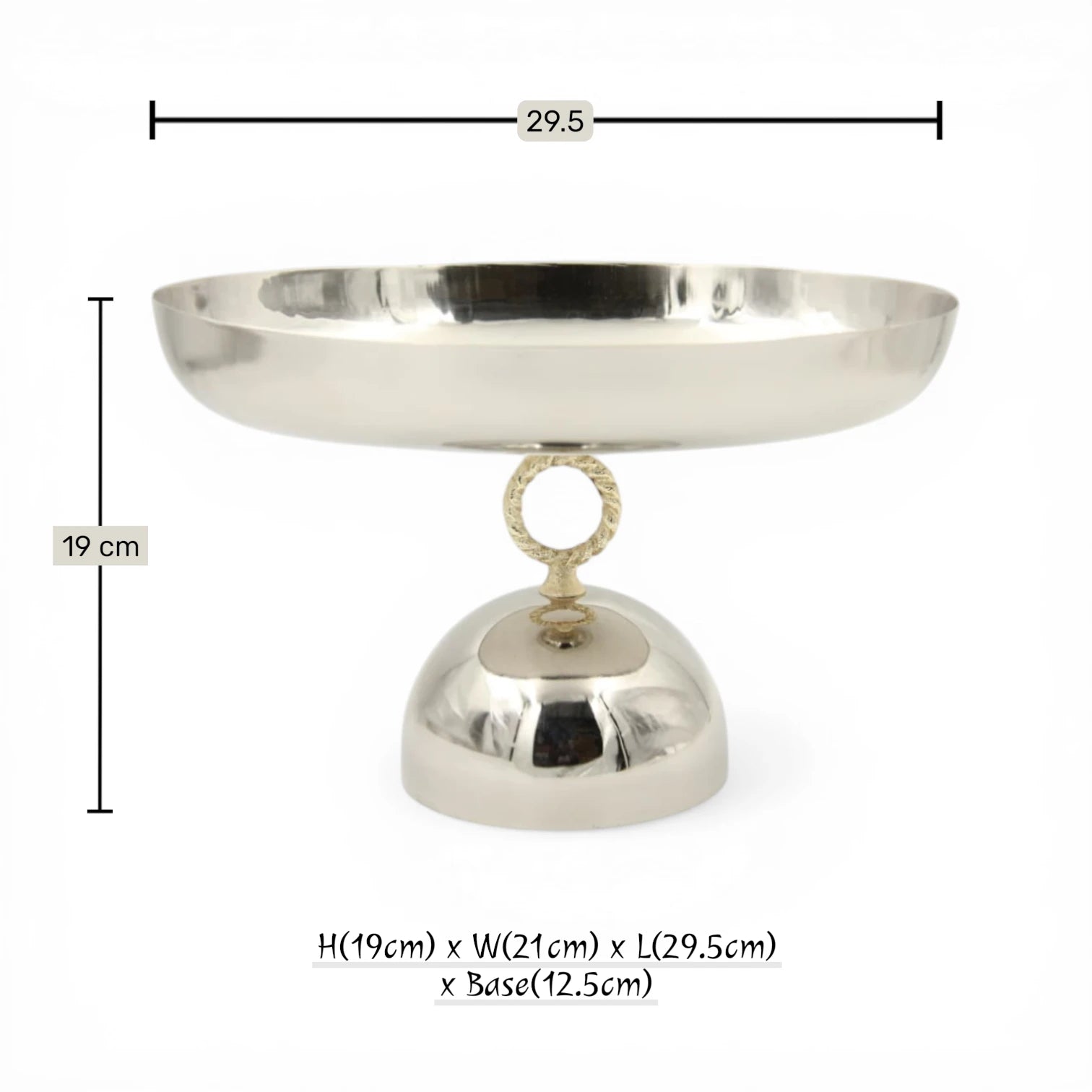 Damoo Oval Metal Serving Tray with Pedestal Base – Elegant Aluminum & Steel Display Stand for Desserts, Fruits & Table Serving (19H x 29.5L x 21W CM) - Damoo