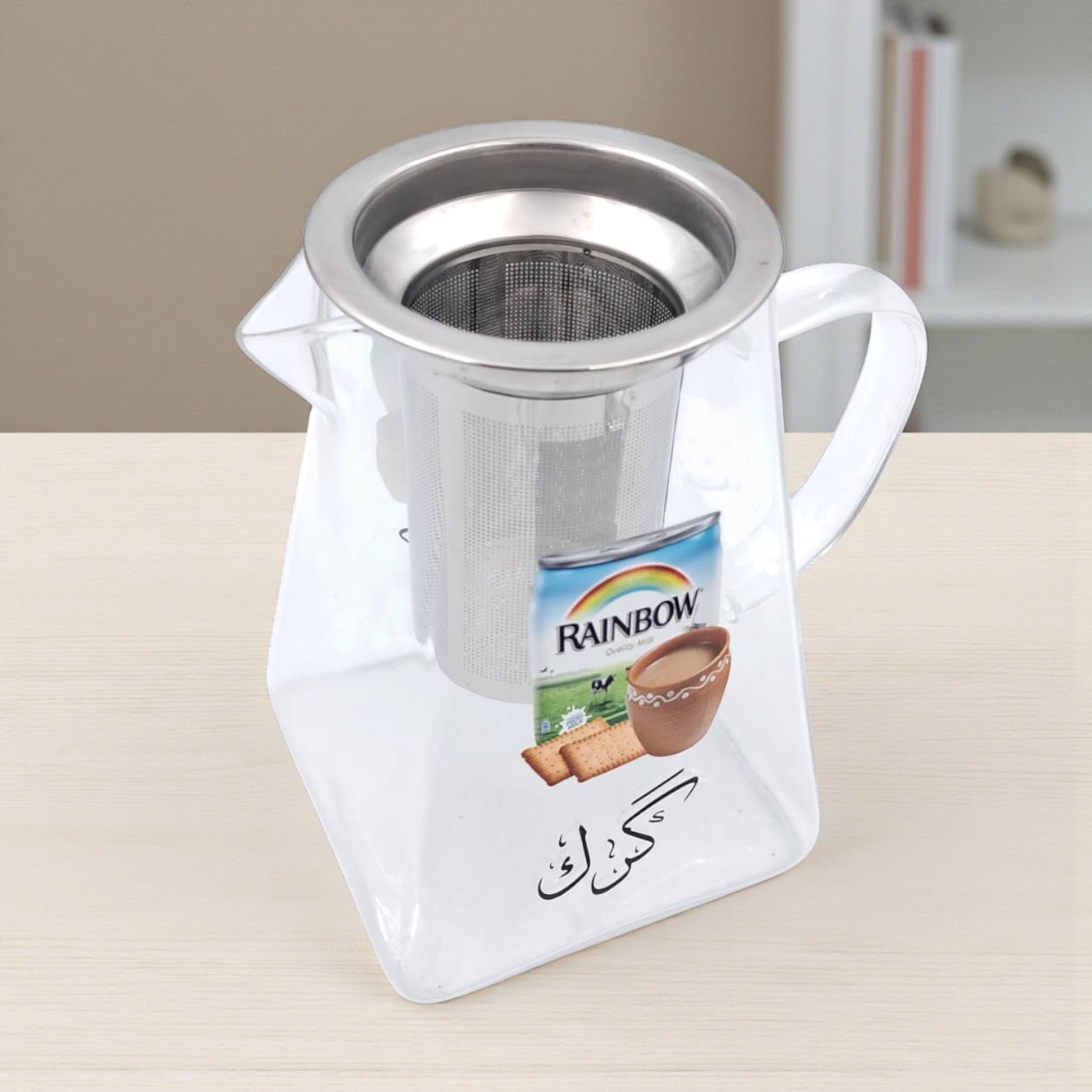 Karak Tea Glass Kettle with Stainless Steel Filter | Heat Resistant Borosilicate Pitcher with Detachable Fine Mesh Infuser | Stovetop Safe | Premium Glass Pot for Chai, Tea & Herbal Drinks