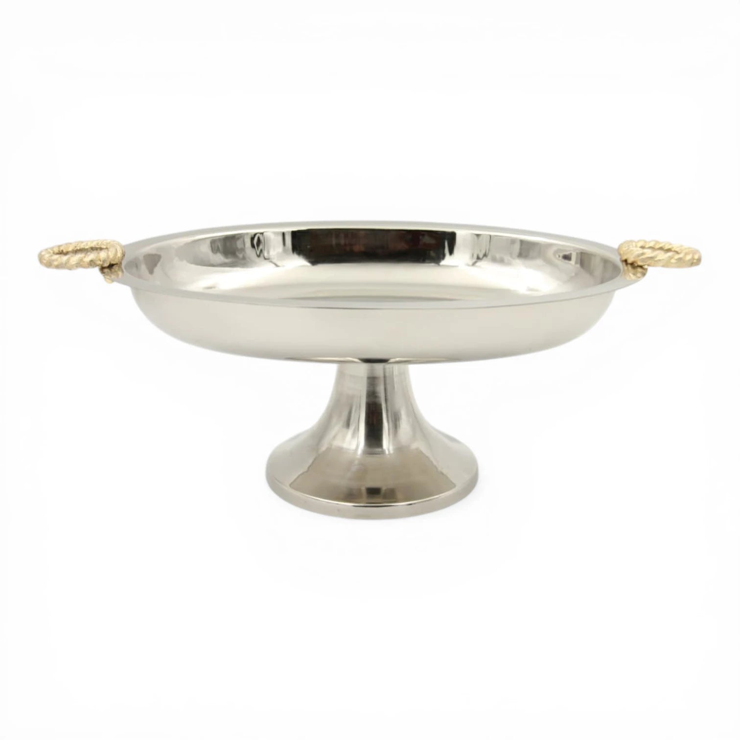Damoo Oval Metal Serving Tray with Pedestal Base & Gold Handles – Elegant Aluminum & Steel Display Stand for Desserts, Fruits & Table Serving (15H x 39L x 24W CM) - Damoo