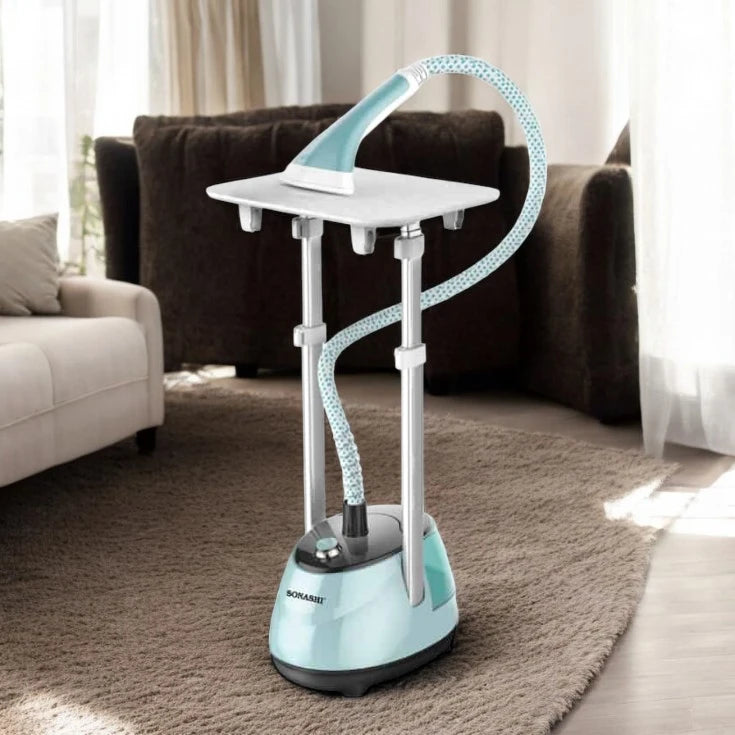 Sonashi SGS-325 Garment Steamer 1800W – Heavy-Duty Fabric Steamer with 1.8L Water Tank, Auto Shut-Off, Overheat Protection, Traditional Ironing Platform & Full Accessories for Home and Professional Use - Damoo