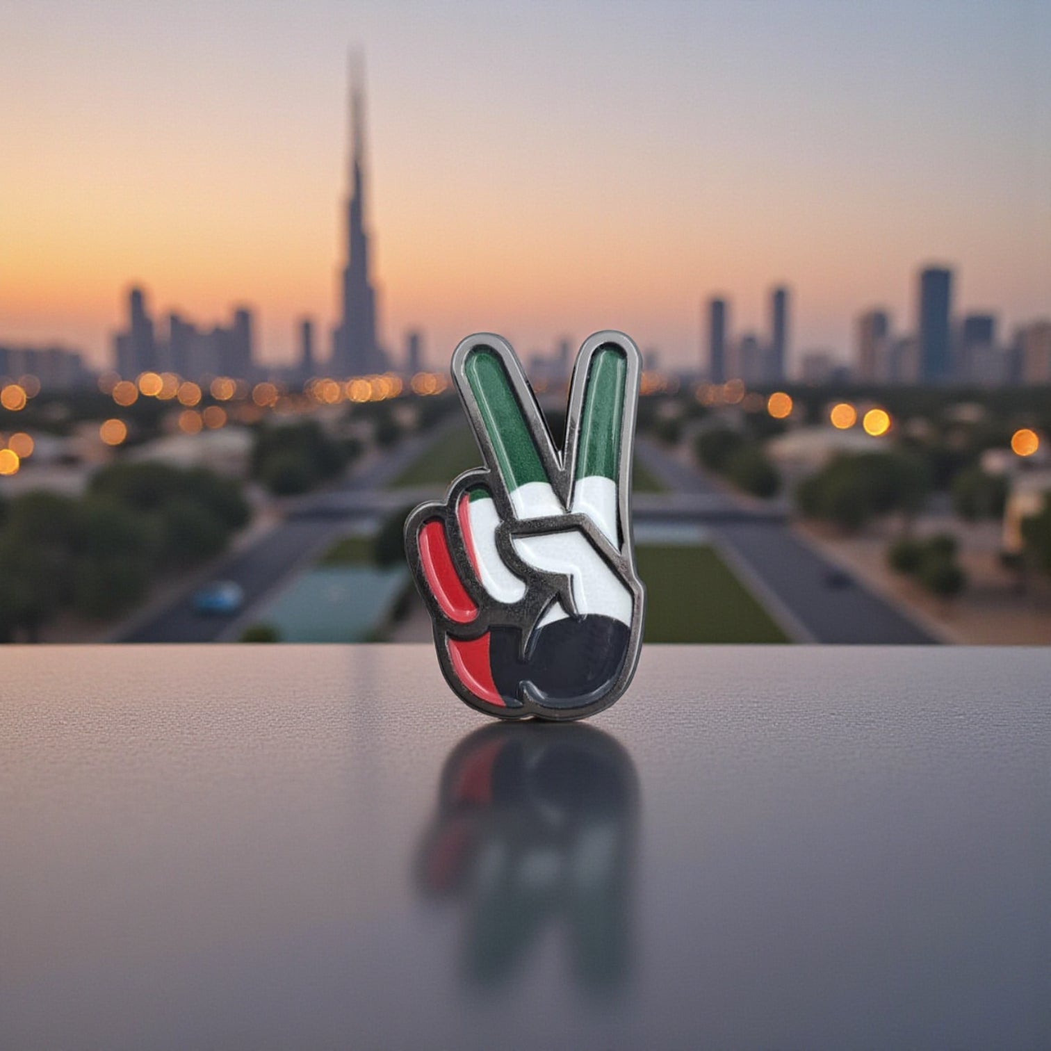 UAE Flag Victory Hand Magnetic Pin – Peace Sign Enamel Lapel Badge | 3cm x 1.5cm National Day Patriotic Accessory - Damoo