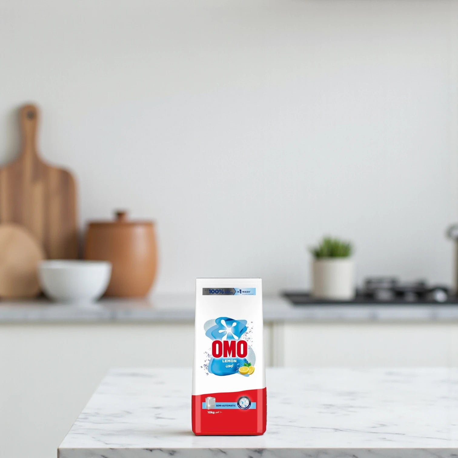 OMO Semi-Automatic Powder Laundry Detergent 10kg | Deep Cleaning Formula with Refreshing Lemon Fragrance | Powerful Stain Removal for Clothes - Damoo