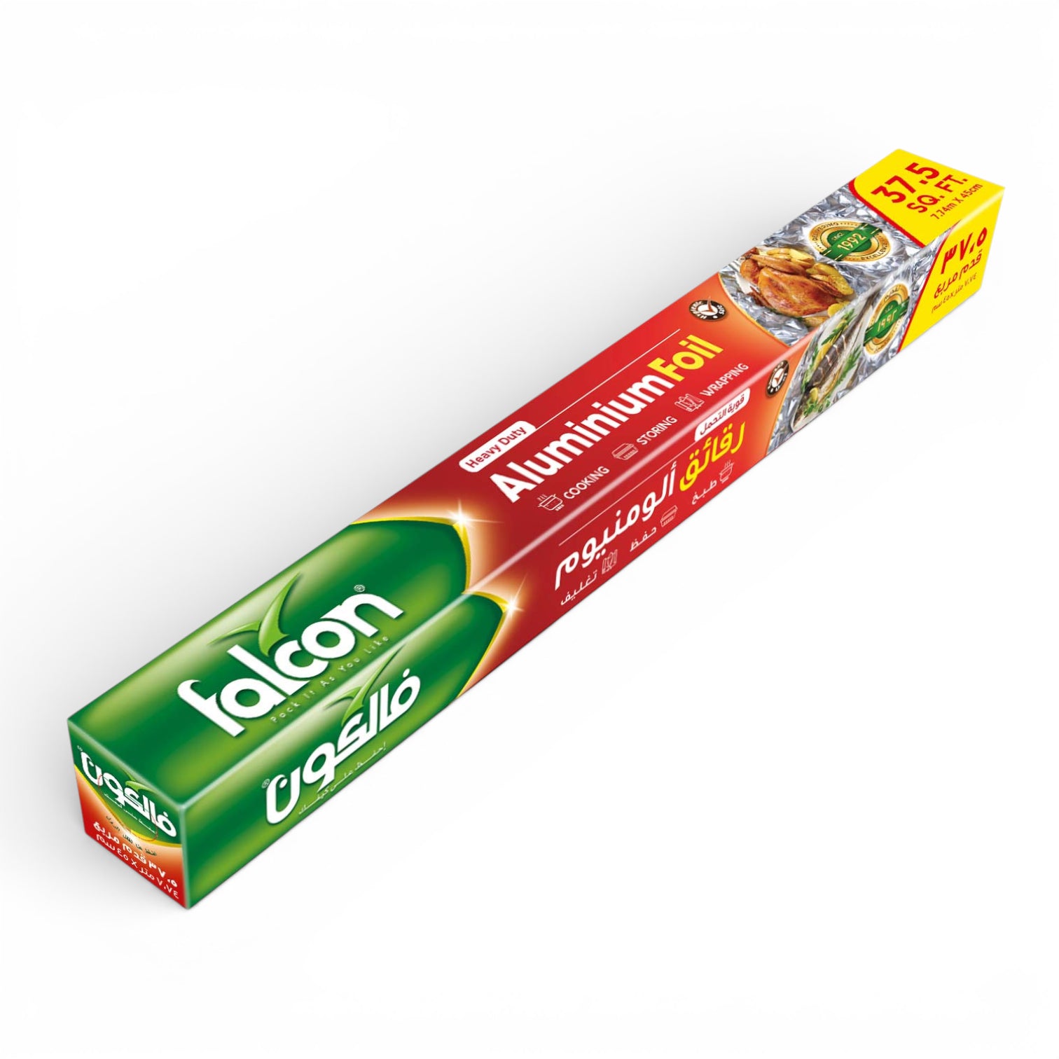 Falcon Heavy Duty Aluminium Foil Roll – Multi-Purpose Cooking, Wrapping & Food Storage (37.5 Sq.Ft | 7.74m x 45cm) - Damoo
