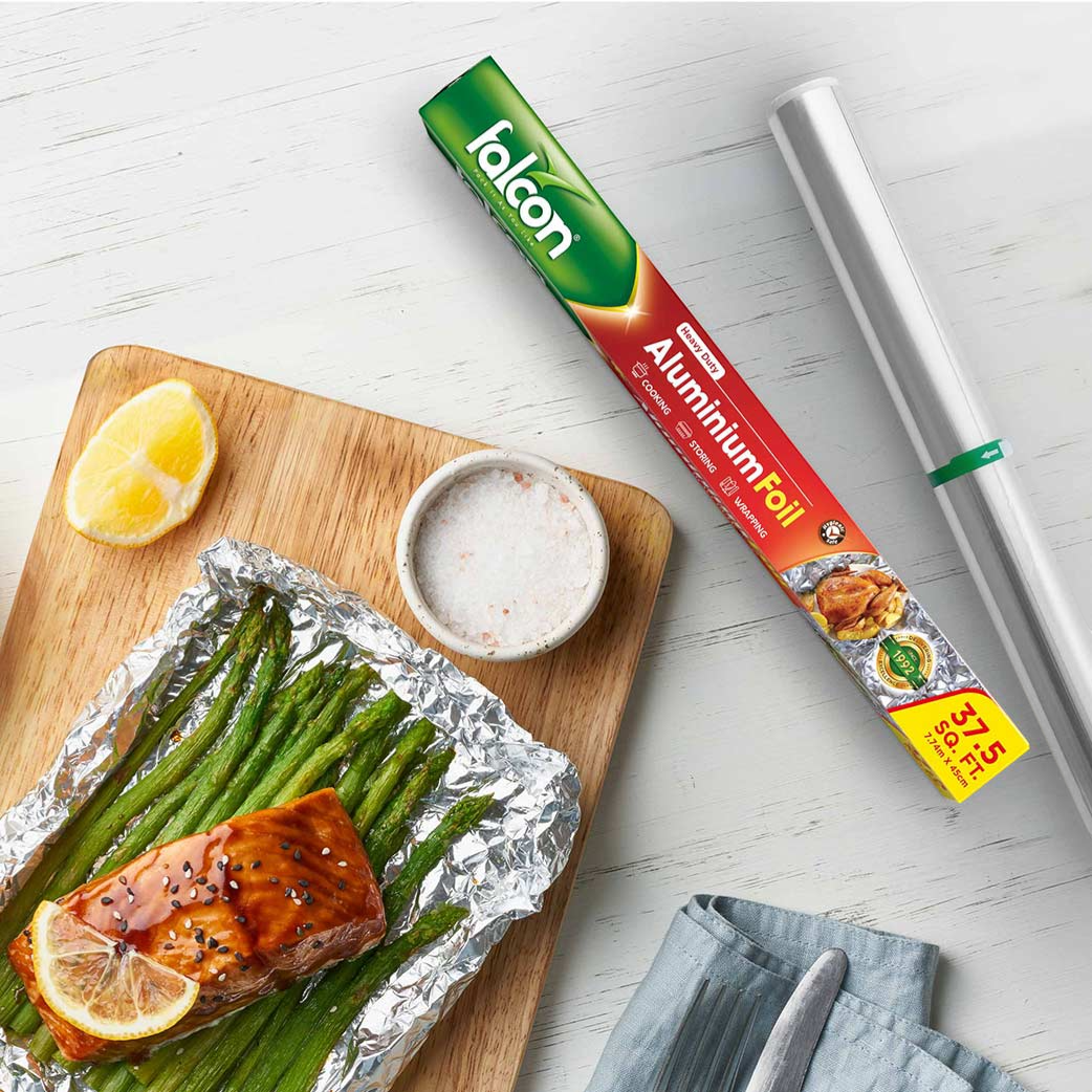 Falcon Heavy Duty Aluminium Foil Roll – Multi-Purpose Cooking, Wrapping & Food Storage (37.5 Sq.Ft | 7.74m x 45cm) - Damoo