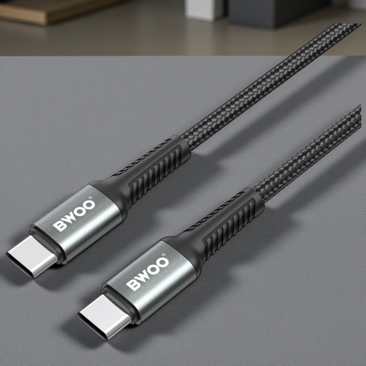 كابل شحن ونقل بيانات سريع من BWOO USB-A إلى Lightning بطول 2 متر - نايلون مضفر 2.4 أمبير عالي السرعة مع موصلات من سبائك الألومنيوم لأجهزة iPhone وiPad - أسود (BO-X288L-2M)