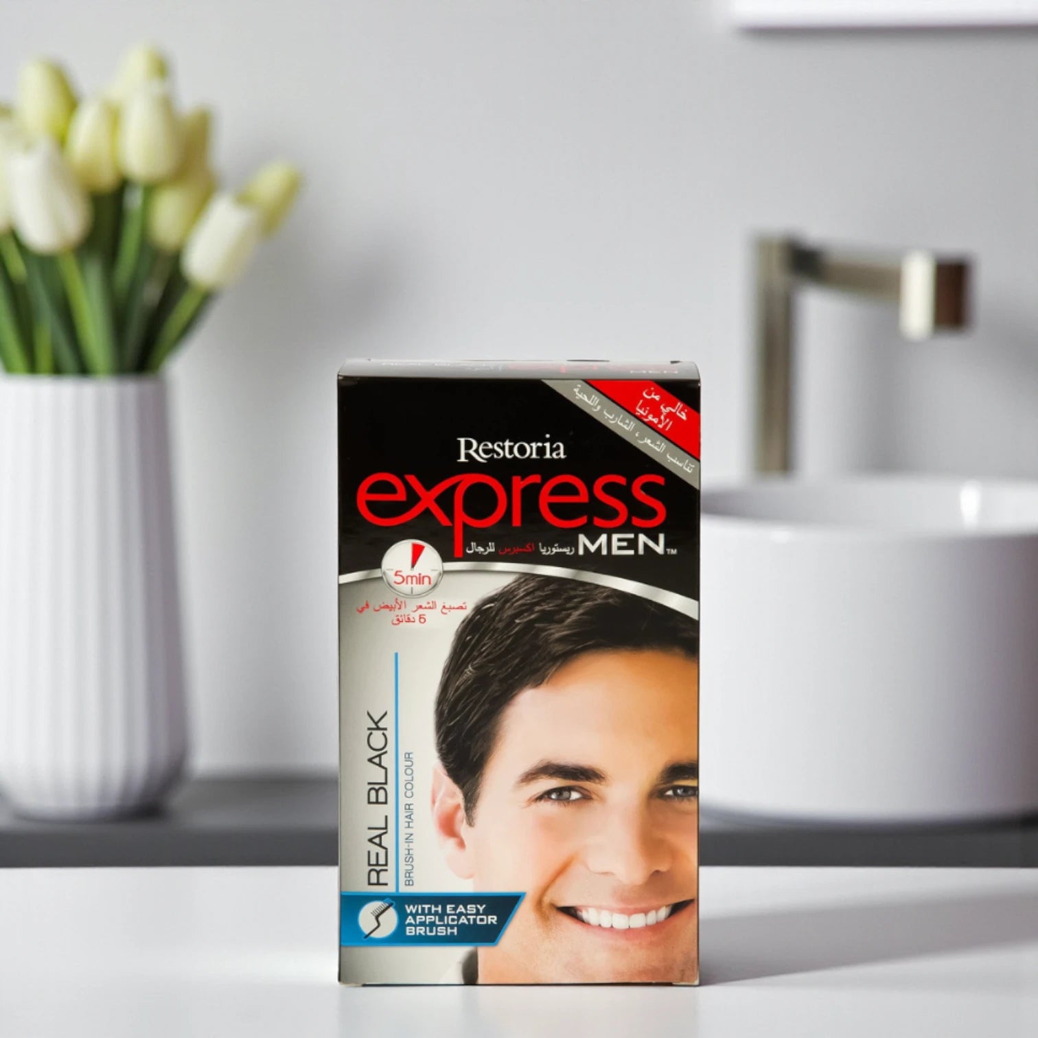 Restoria Express Men Black 80g – Quick Ammonia-Free Grey Hair Coverage for Healthy, Natural-Looking Hair - Damoo