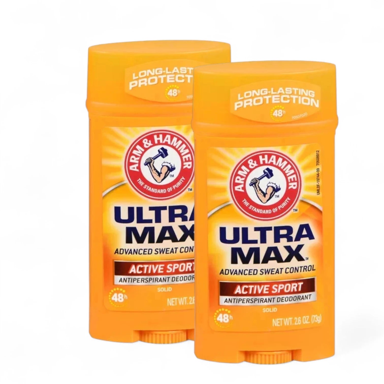 Arm & Hammer Ultra Max Fresh Antiperspirant Deodorant – Active Sport Twin Pack (2 x 73g) | 48H Sweat & Odor Protection | Long-Lasting Fresh Sport Scent | No White Marks | For Active Men - Damoo