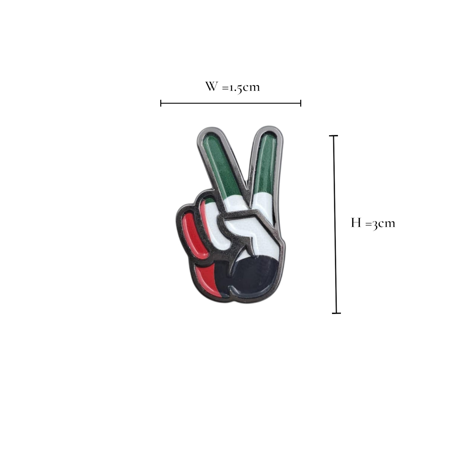UAE Flag Victory Hand Magnetic Pin – Peace Sign Enamel Lapel Badge | 3cm x 1.5cm National Day Patriotic Accessory - Damoo