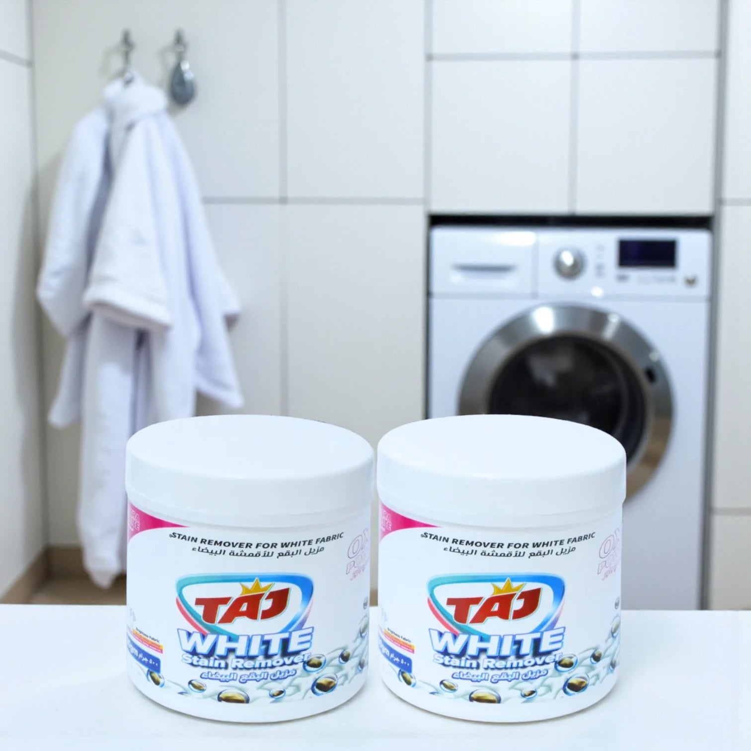 Taj White Stain Remover for White Fabric 500g x 2 – Powerful Whitening & Stain Removal Powder | Special Offer Pack - Damoo