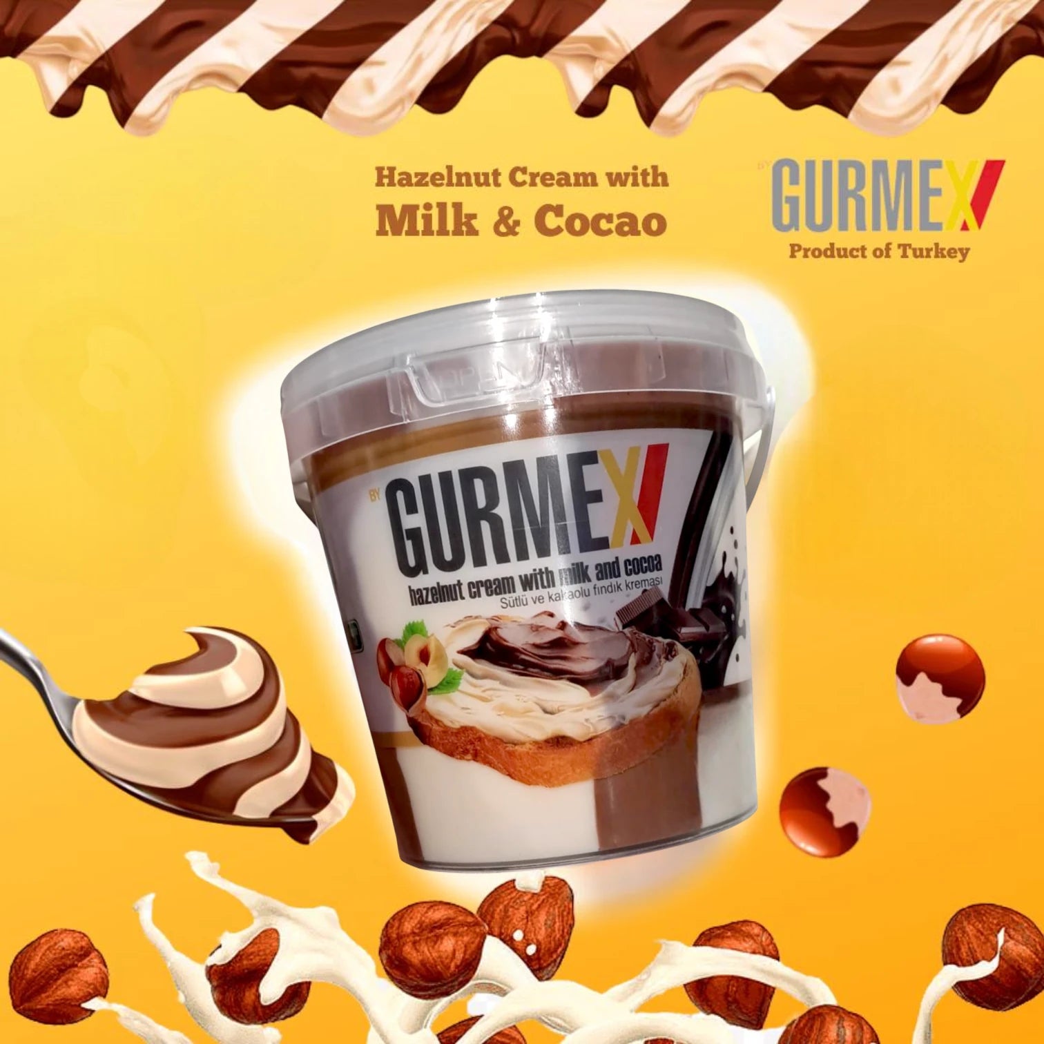 Gurmex Hazelnut Cream with Milk & Cocoa β Smooth Chocolate Hazelnut Spread | Kid-Friendly, Vegetarian, No Preservatives - Damoo