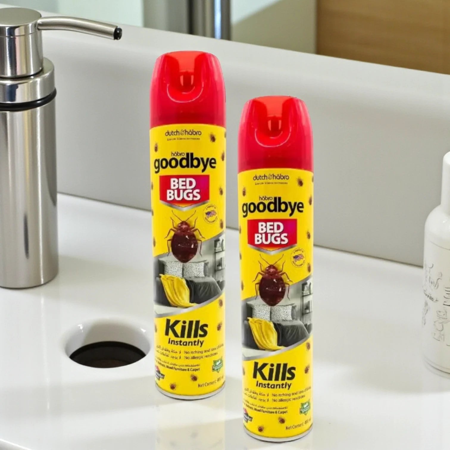 Dutch & Habro Goodbye Bed Bugs Killer Spray – Instant Action, Safe for Carpets & Furniture, Non-Allergenic Formula, 2-Pack Insect Control - Damoo