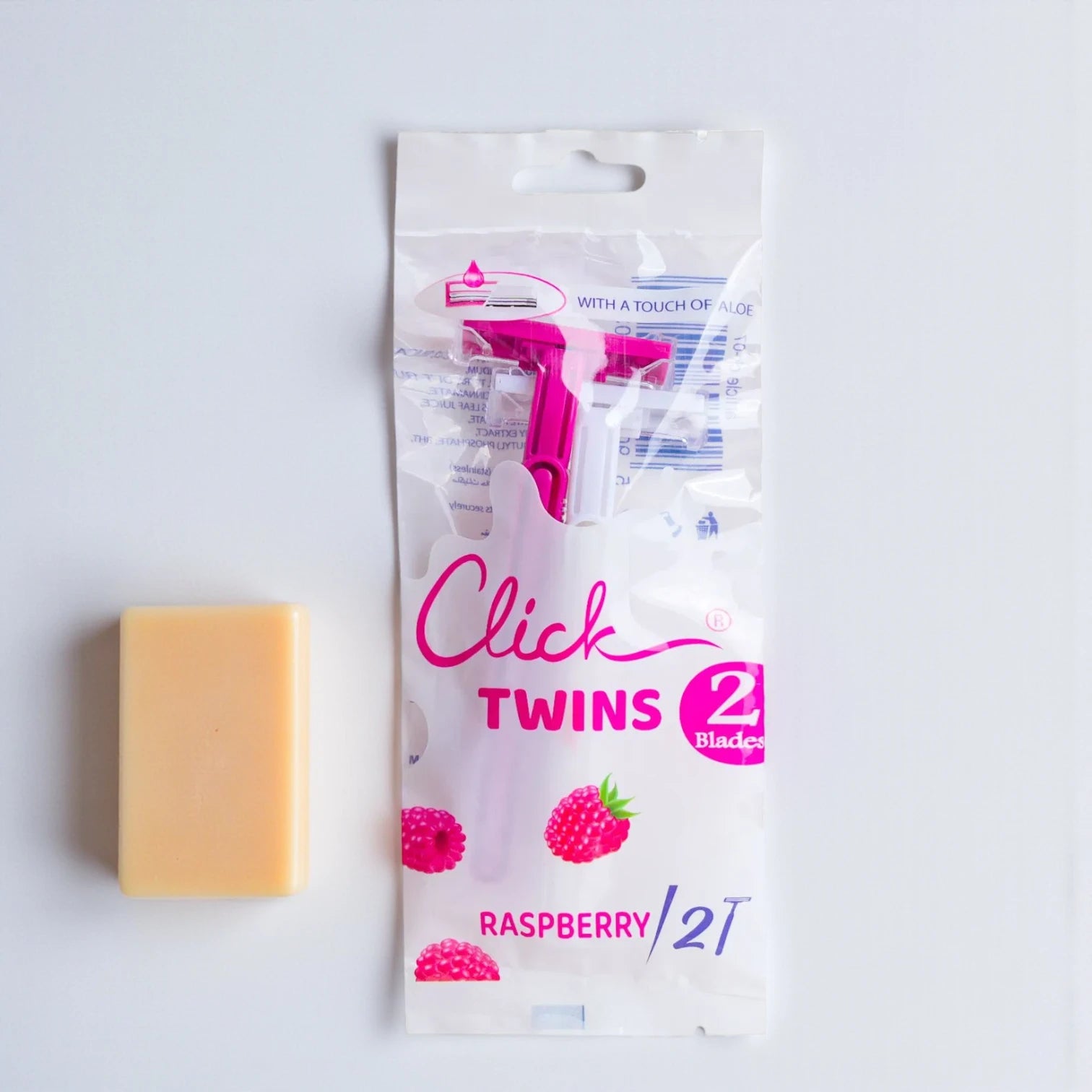 Click Twins Raspberry Razor – 2 Blade Disposable Women’s Razor with Aloe Strip | Smooth & Gentle Shaving - Damoo