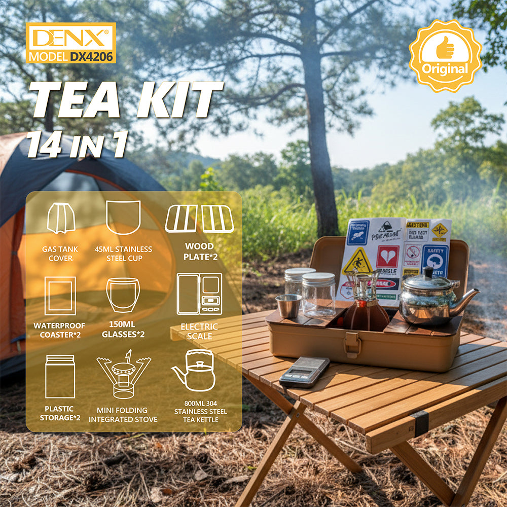 DENK 14 IN 1 Tea Kit DX4206 – High Borosilicate Glass Tea Set, High-Temperature Resistant, Easy to Clean, with Carrying Case for Home and Travel