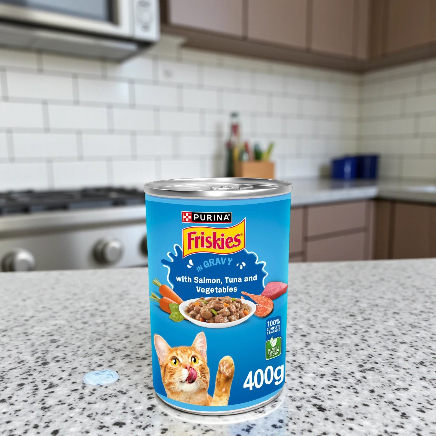 Purina Friskies Wet Cat Food – Salmon, Tuna & Vegetables in Gravy, 400g | High-Protein & Nutritious Wet Cat Meal - Damoo