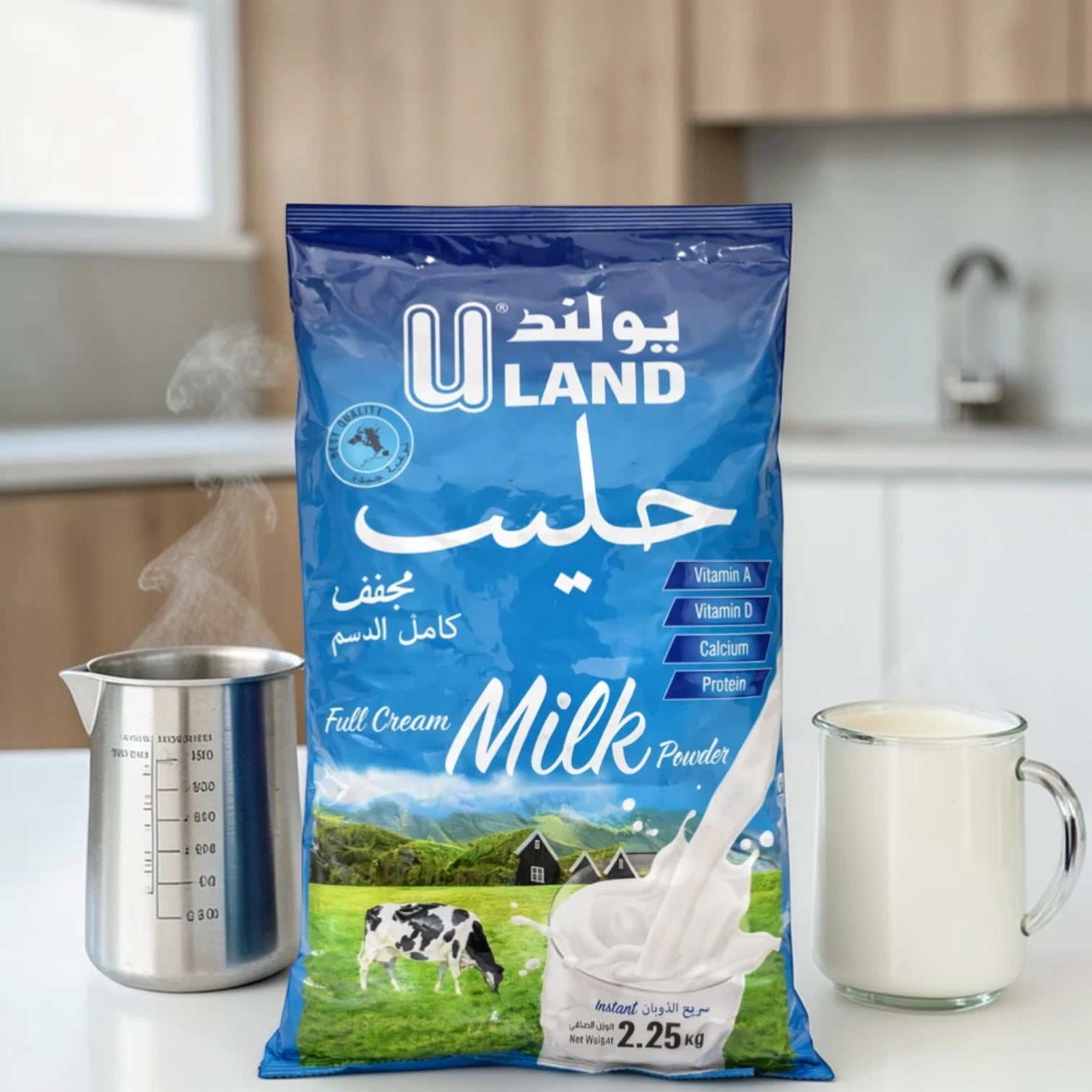 U Land Full Cream Milk Powder 2.25kg – Instant Milk Powder with Calcium, Protein, Vitamins A & D – Rich Creamy Taste for Daily Use - Damoo