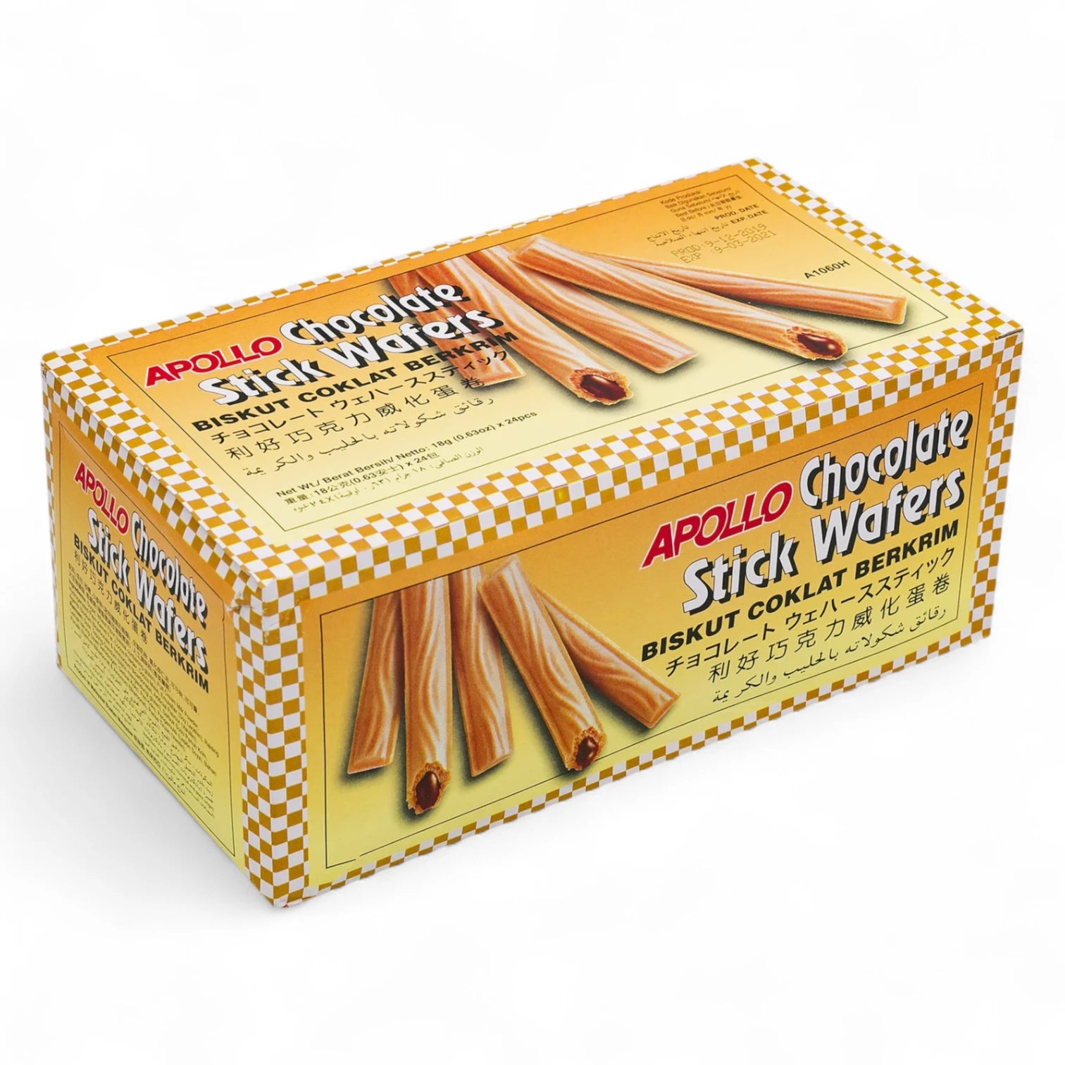 Apollo Chocolate Stick Wafers – 24 x 18g – Crispy Rolled Wafers with Creamy Chocolate Filling – Individually Wrapped Treats for Snacking & Gifting - Damoo