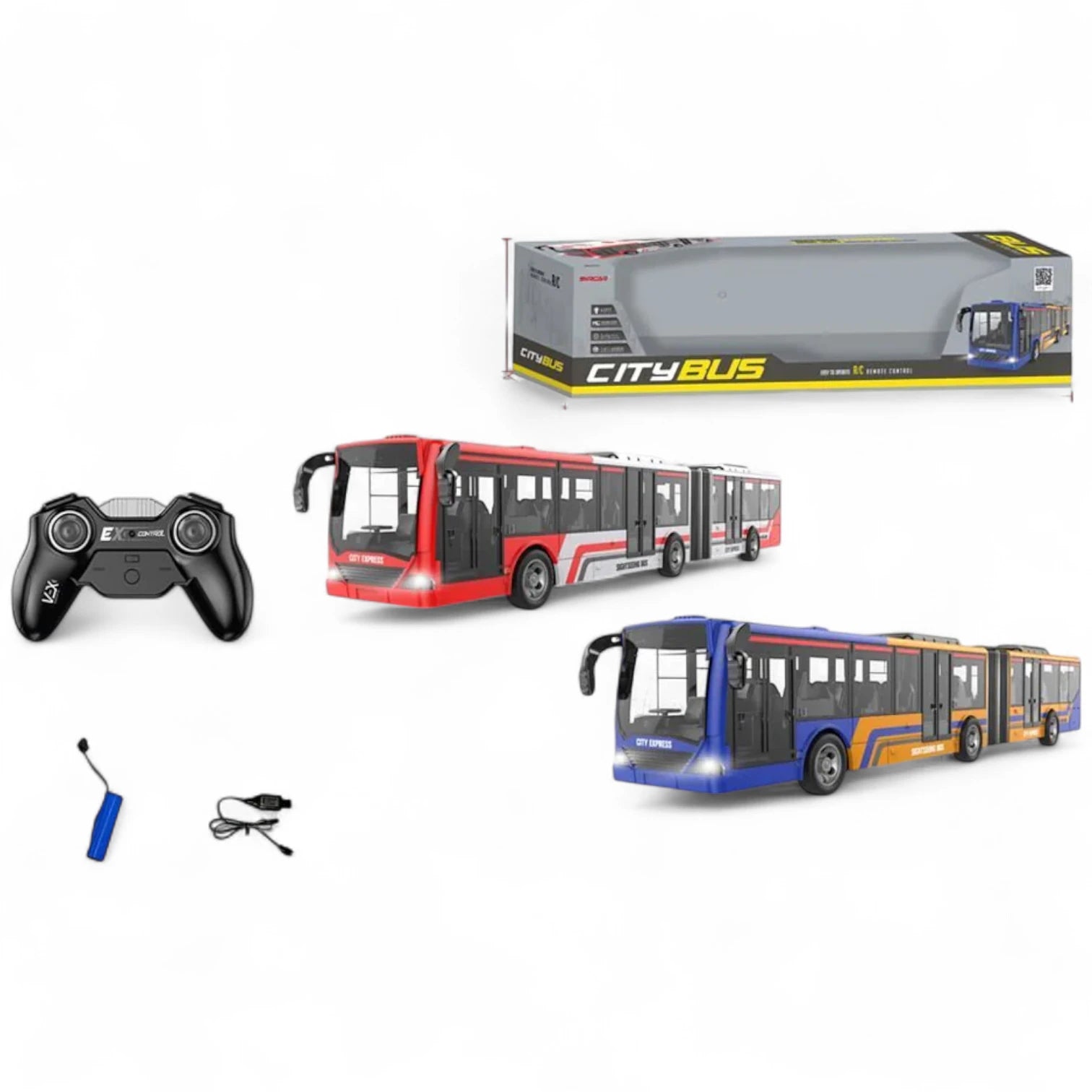 SYRCAR Remote Control Bus Toy | 2.4GHz 4-Channel RC Bus with LED Lights, Rubber Tires & Full Function Controller | Durable Model Vehicle for Kids 3+
