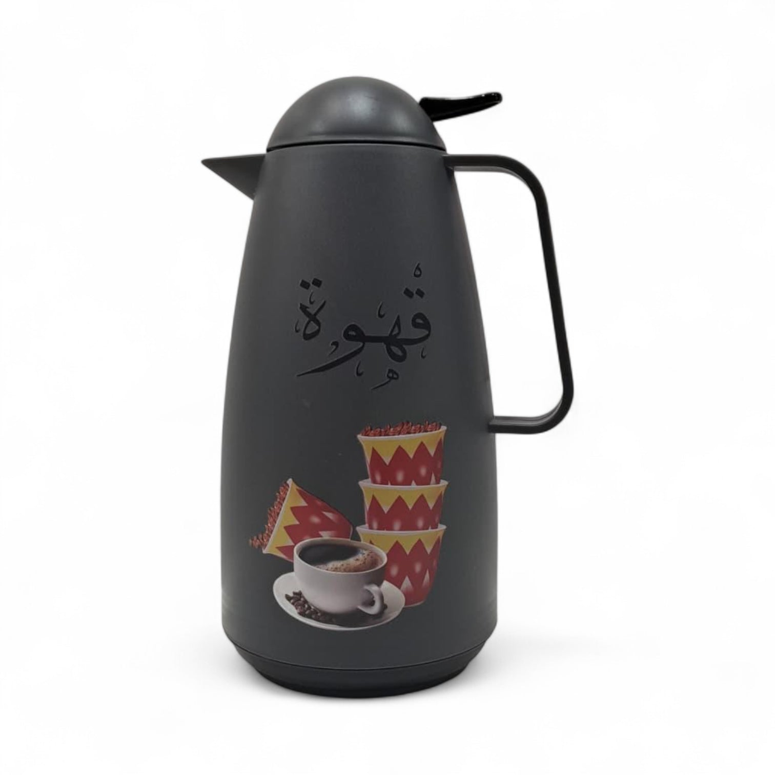 Crystal House Beige Thermos Flask – Arabic Coffee Design | Double-Wall Insulated Dallah Style Flask for Hot & Cold Drinks - Damoo