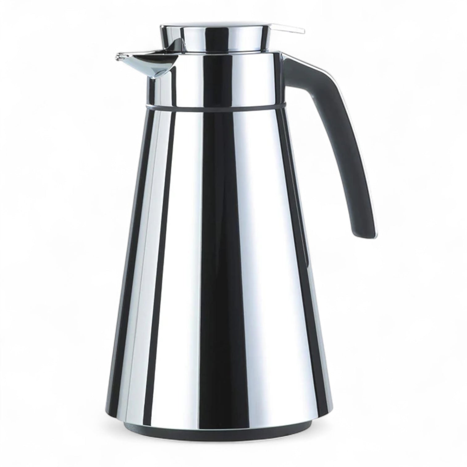 Emsa Cone Thermal Jug Swirl 1 L – Metallic Silver | Premium German-Made Vacuum Flask with Glass Liner for Hot & Cold Drinks - Damoo