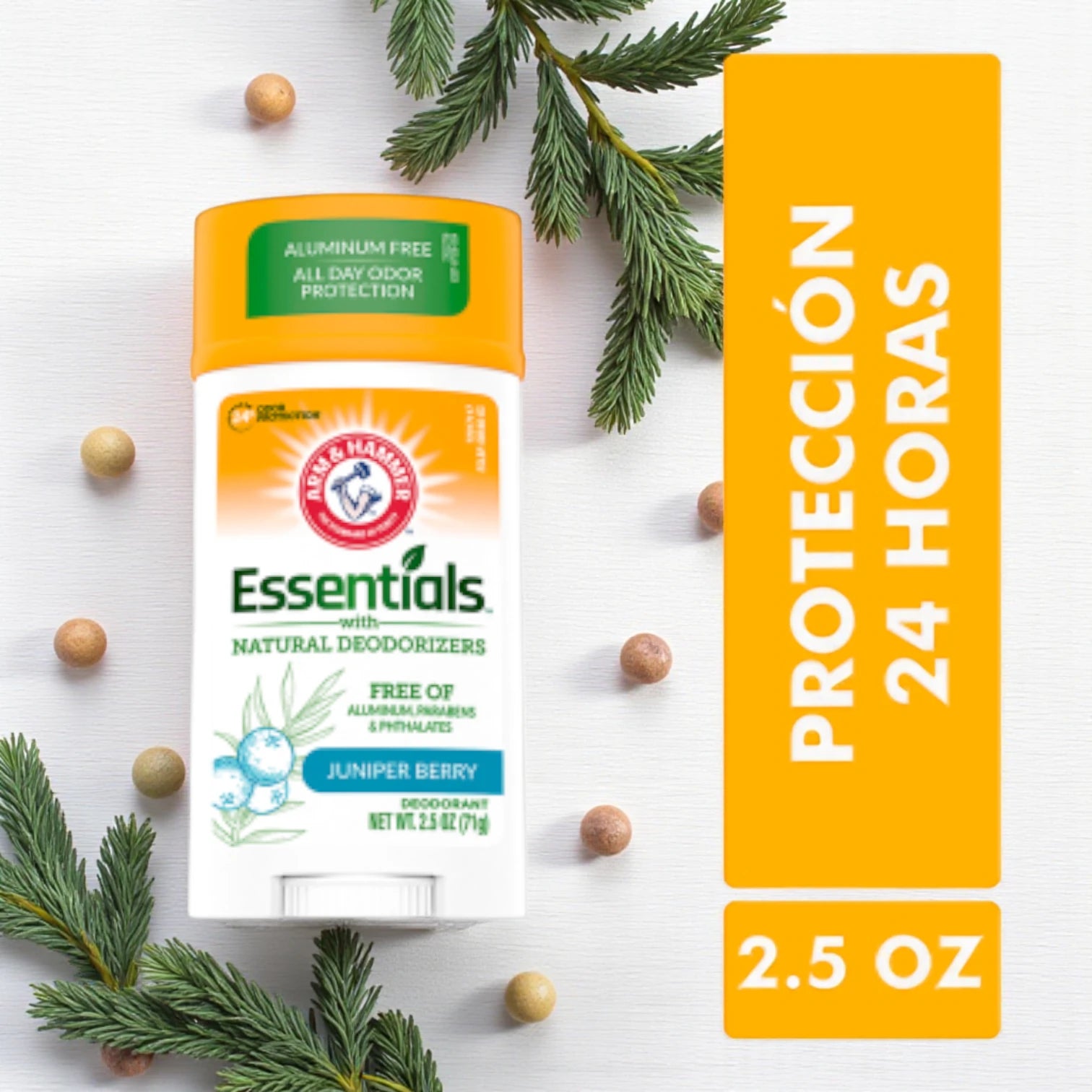 Arm & Hammer Essentials Natural Deodorant Stick Juniper Berry – Twin Pack (2 x 71g) | 24H Odor Protection | Aluminum-Free, Paraben-Free, Phthalate-Free - Damoo
