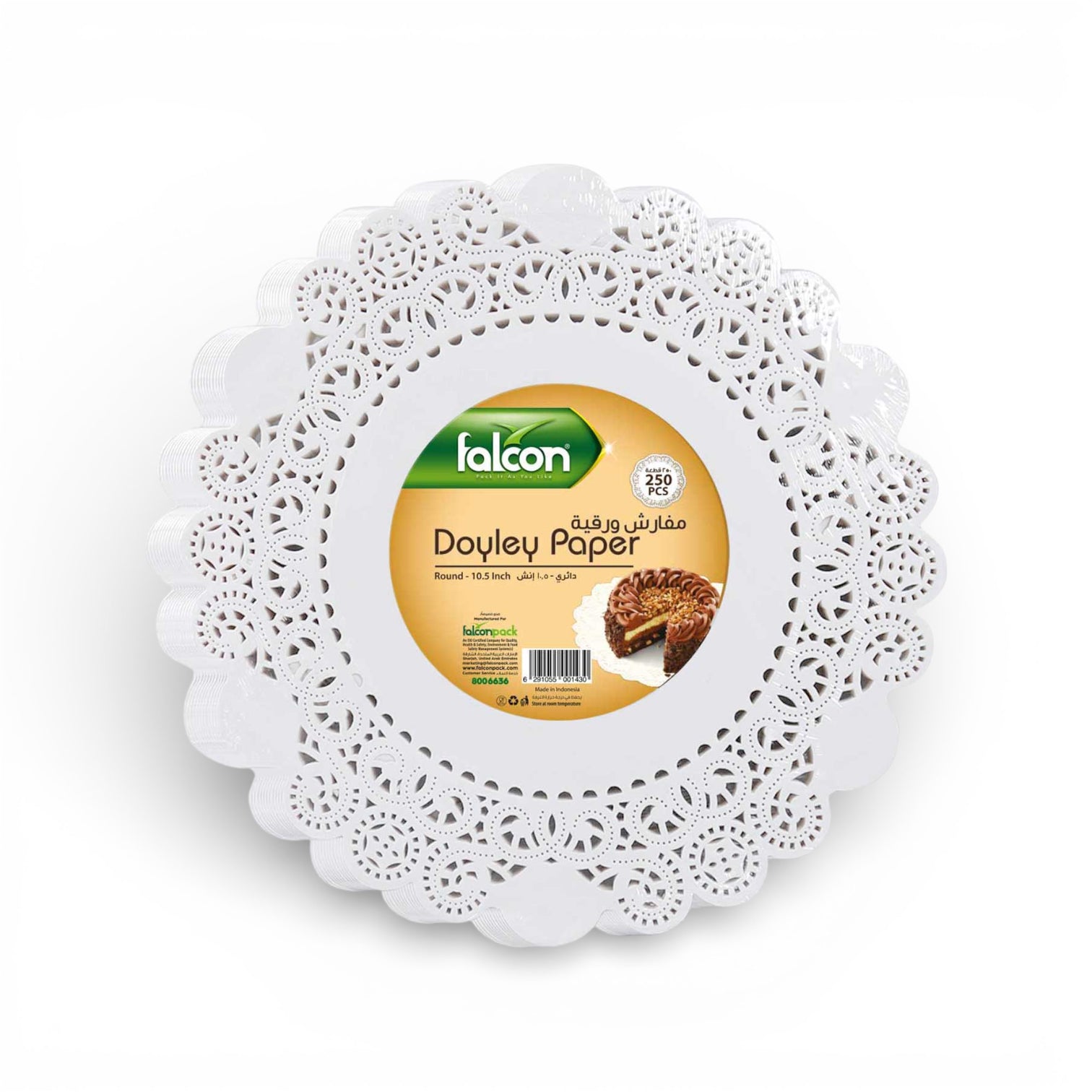 Falcon Round White Doyley Paper for Cakes, Desserts & Food Presentation – Grease Absorbent Decorative Paper Mats (Pack of 250) - Damoo