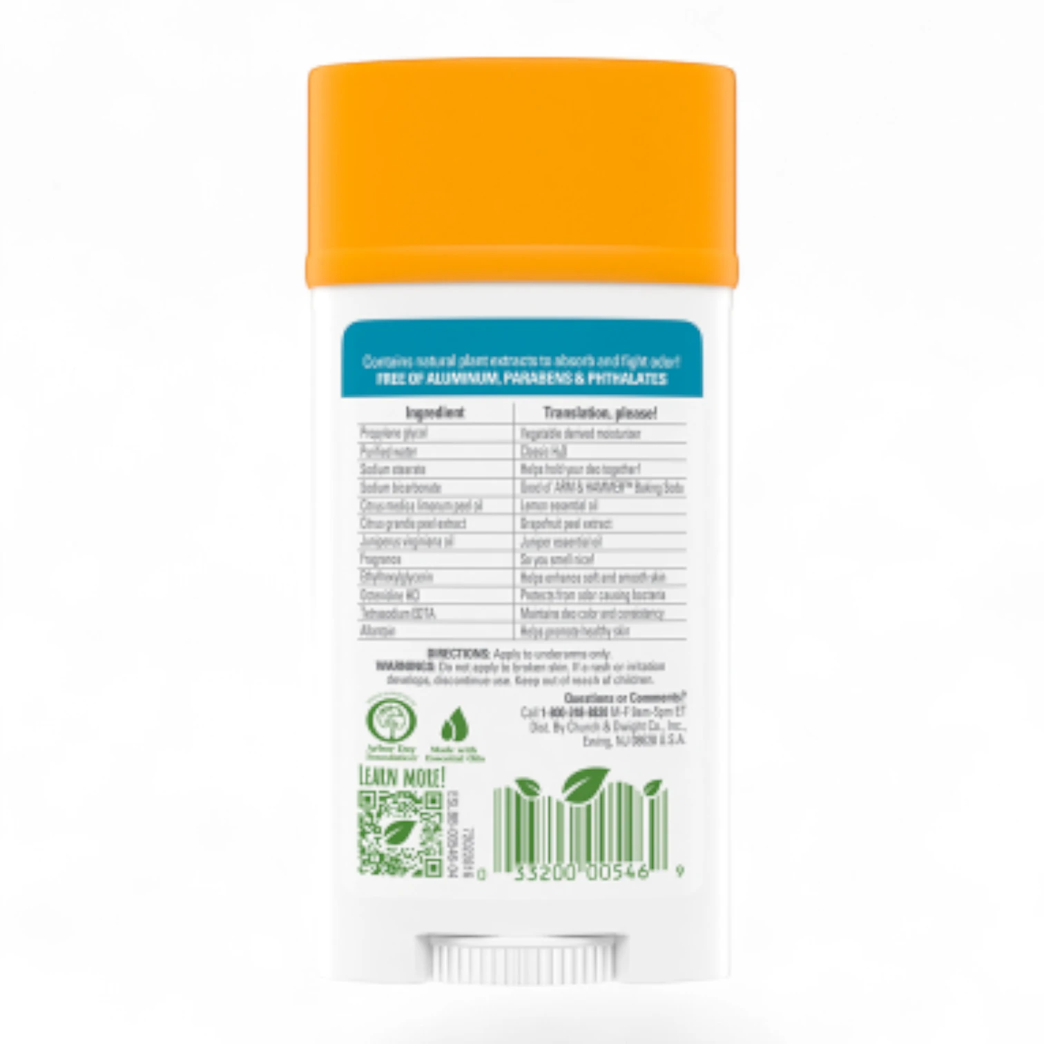 Arm & Hammer Essentials Natural Deodorant Stick Juniper Berry – Twin Pack (2 x 71g) | 24H Odor Protection | Aluminum-Free, Paraben-Free, Phthalate-Free - Damoo
