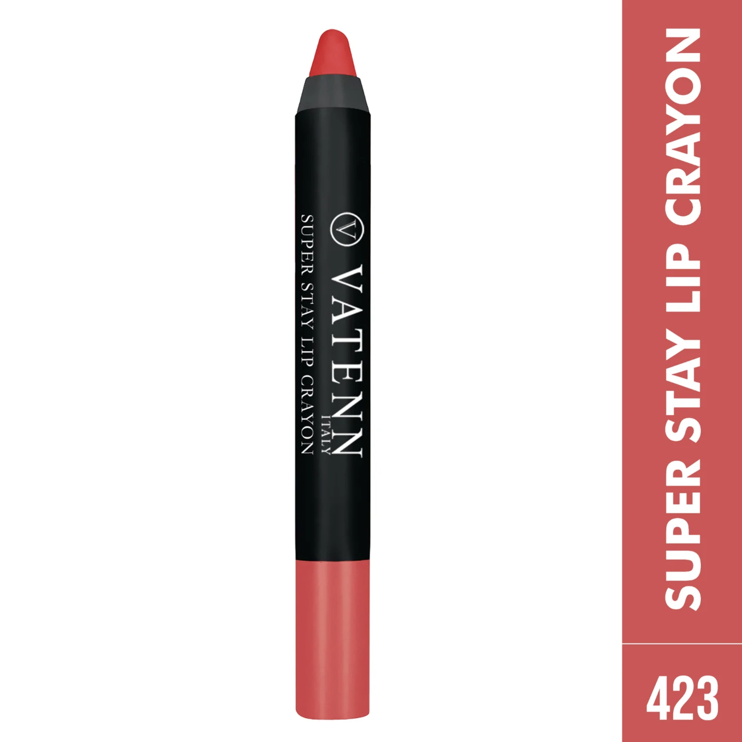 Vatenn Italy Super Stay Lip Crayon 423 KLava Love | 18Hr Long Lasting Matte Lipstick | Waterproof, Smudge-Proof, Non-Drying Lip Color - Damoo