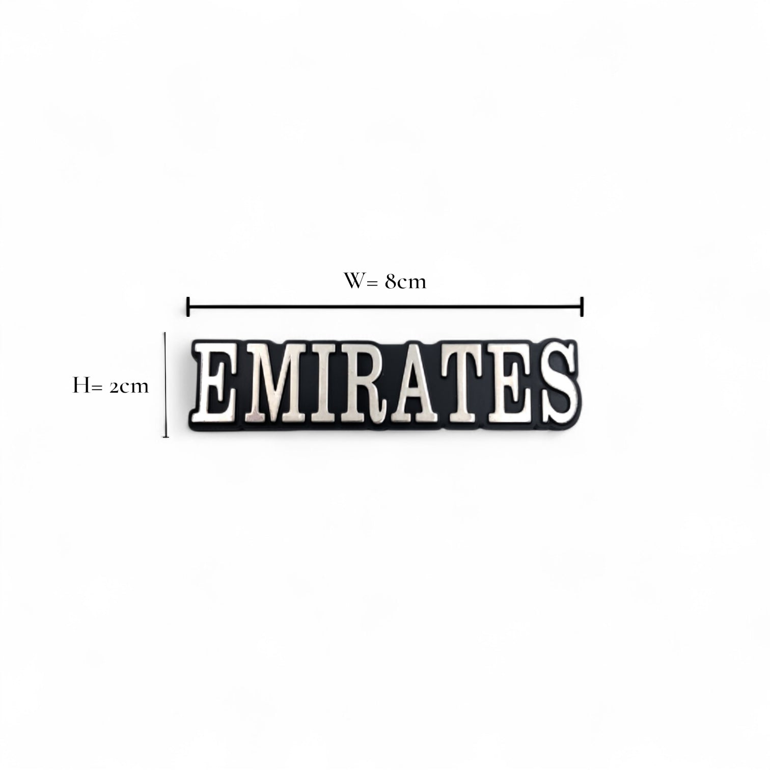 EMIRATES 3D Car Sticker Emblem – Silver Metallic Car Badge Logo with Strong Adhesive Back | H(2cm) x W(8cm) - Damoo