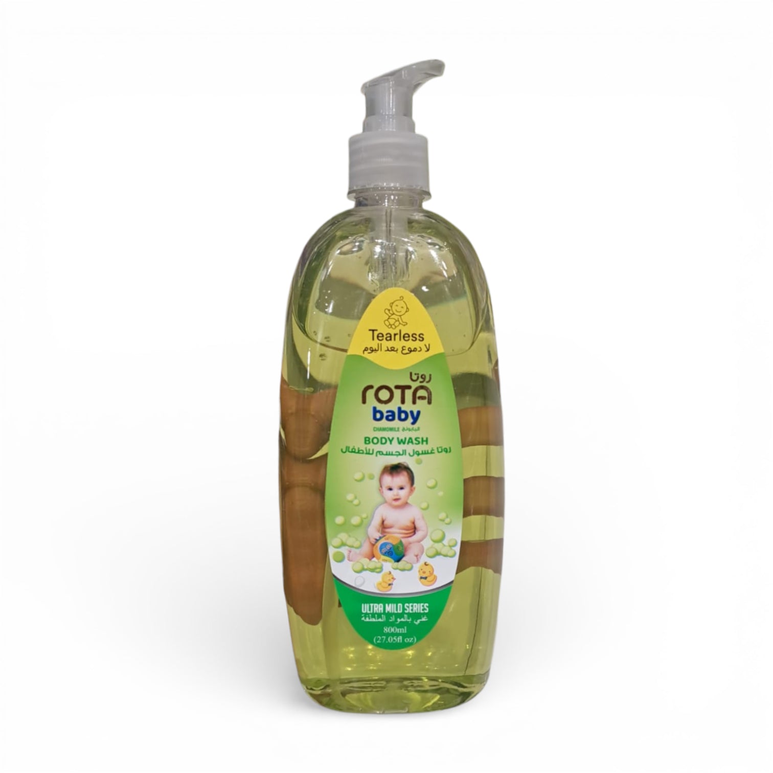 Rota Baby Tearless Body Wash Ultra Mild Series with Chamomile Extract – Gentle Cleansing for Delicate Baby Skin (800ml) - Damoo