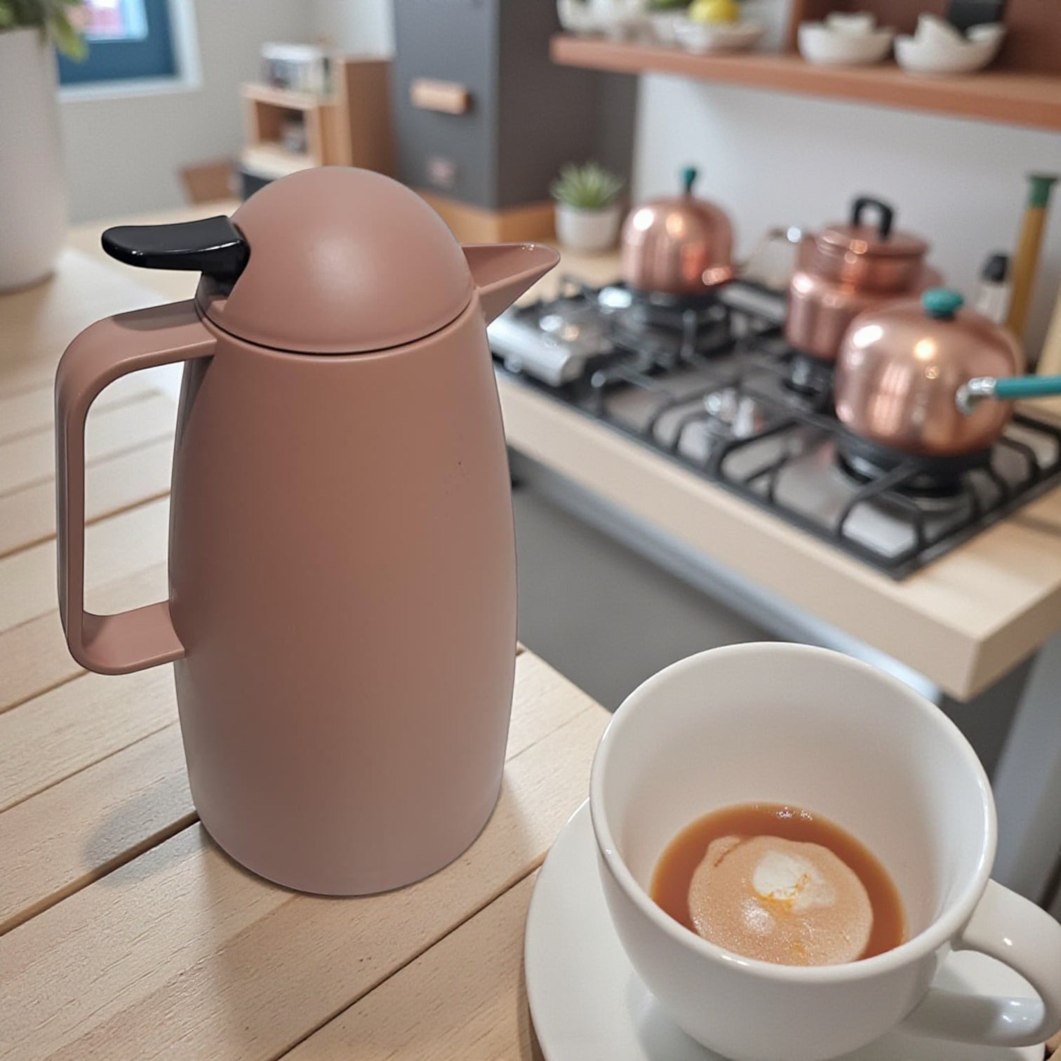 Crystal House Beige Arabic Thermos Flask 1L – Lipton Yellow Label Design | Double-Wall Insulated Tea - Damoo