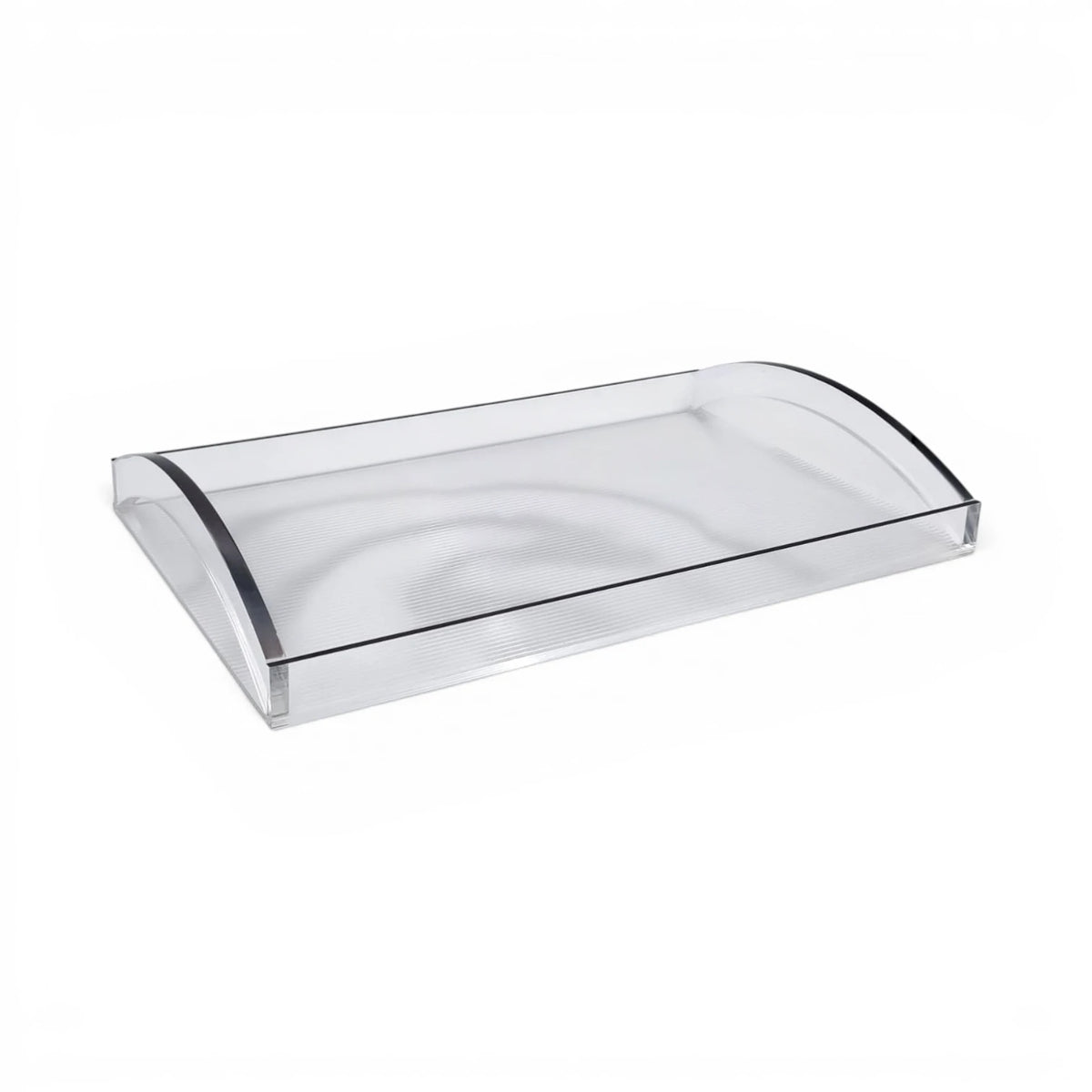 Modern Acrylic Serving Tray with Gold & Silver Handle Design – Clear Rectangular Organizer Tray (7H x 45L x 30W CM) - Damoo