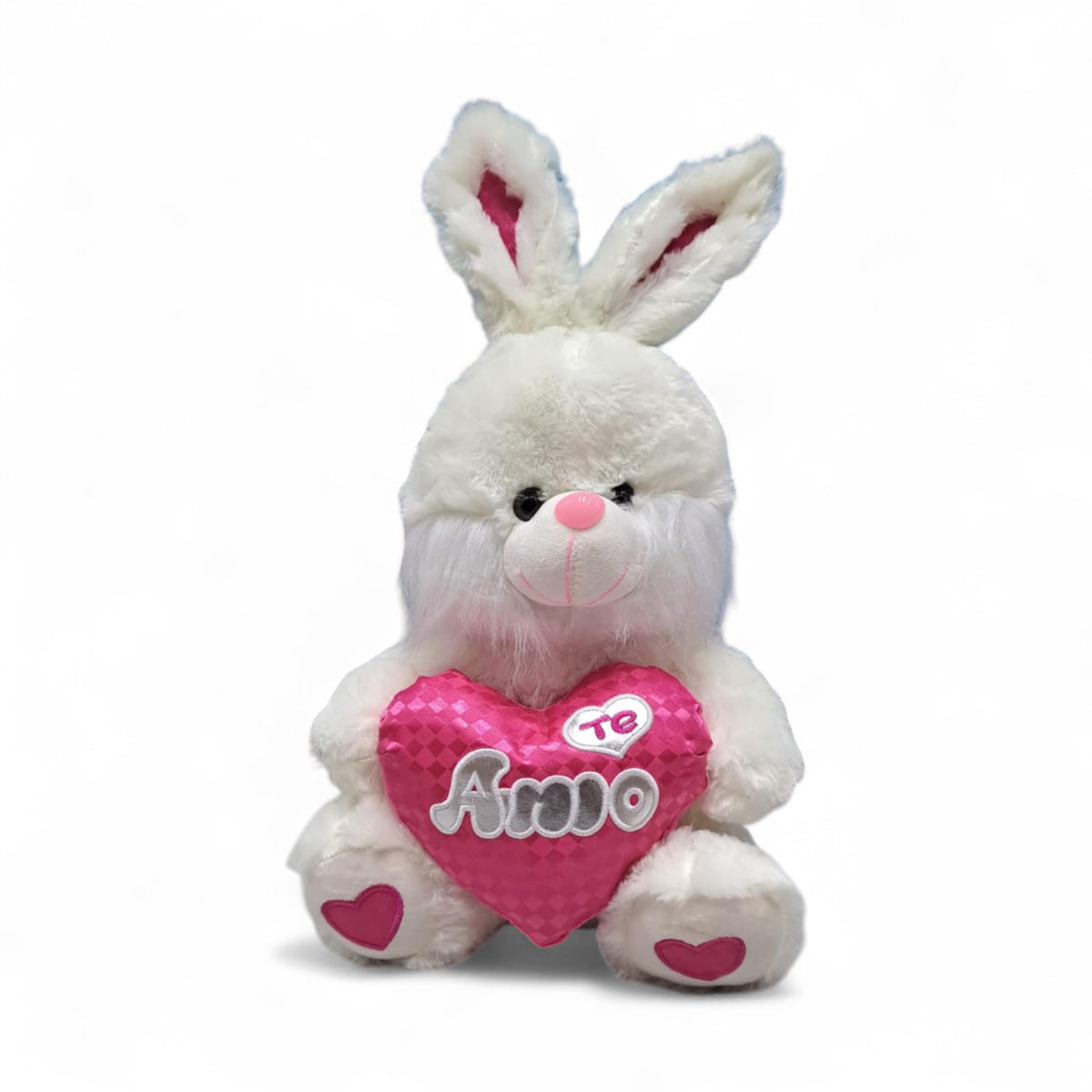 Easter Plush Bunny 54cm Pink & White | Soft Stuffed Rabbit with Colorful Bow | Cute Decorative & Huggable Toy Gift - Damoo