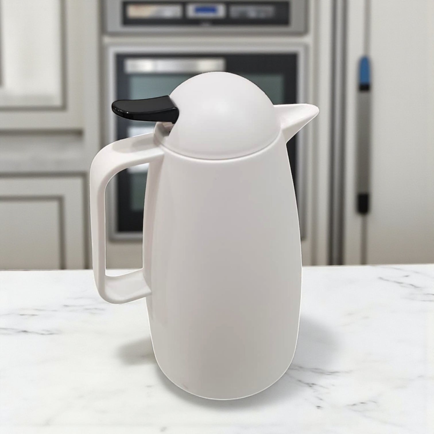 Crystal House White Thermos Flask – Vintage Kettle Design | Double Wall Insulated Tea & Coffee Pot for Hot & Cold Drinks - Damoo