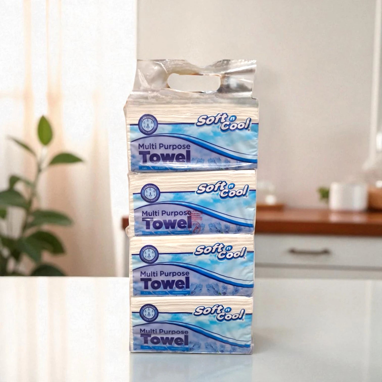 Soft n Cool Multi Purpose Towel – 2-Ply, Ultra Absorbent – Pack of 5 | Strong, Soft & Versatile Cleaning Tissues | Kitchen, Home & Everyday Use - Damoo