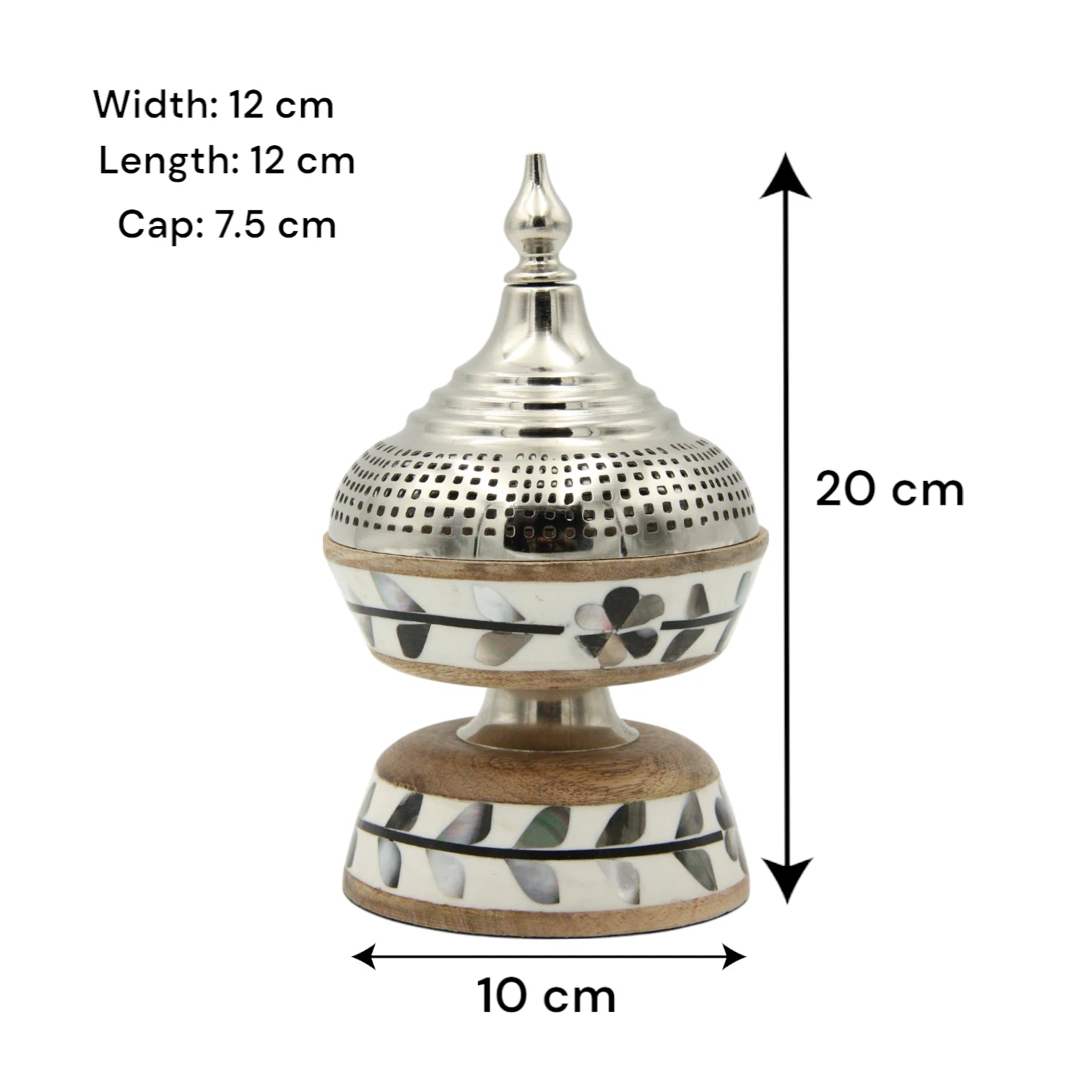 3-Piece Wooden Acrylic Incense Burner Set – Decorative Tray with Elegant Handles, Traditional Madkhan & Square Oud Storage Box | Home Décor Gift Set - Damoo
