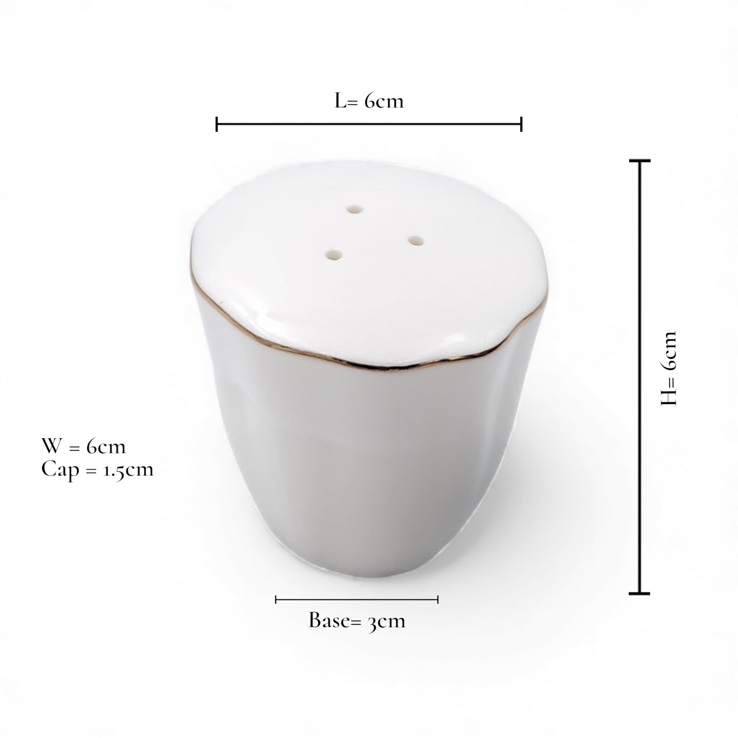 Elegant Porcelain Salt & Pepper Shaker Set – 2-Piece White Gold-Rim Design | Durable Stoneware Seasoning Dispensers for Dining, Kitchen & Table Serving
