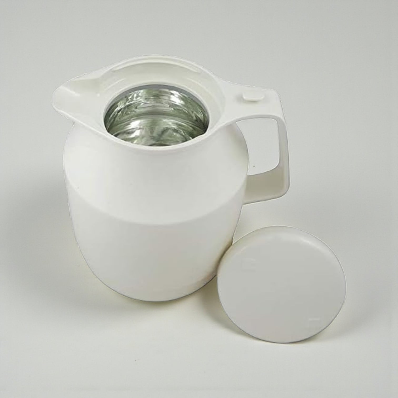 Helios Insulated Vacuum Jug 1.0L – White | Premium Plastic Thermos Flask with Q100 Glass Insert | German-Made Double-Wall Design for Excellent Heat Retention - Damoo