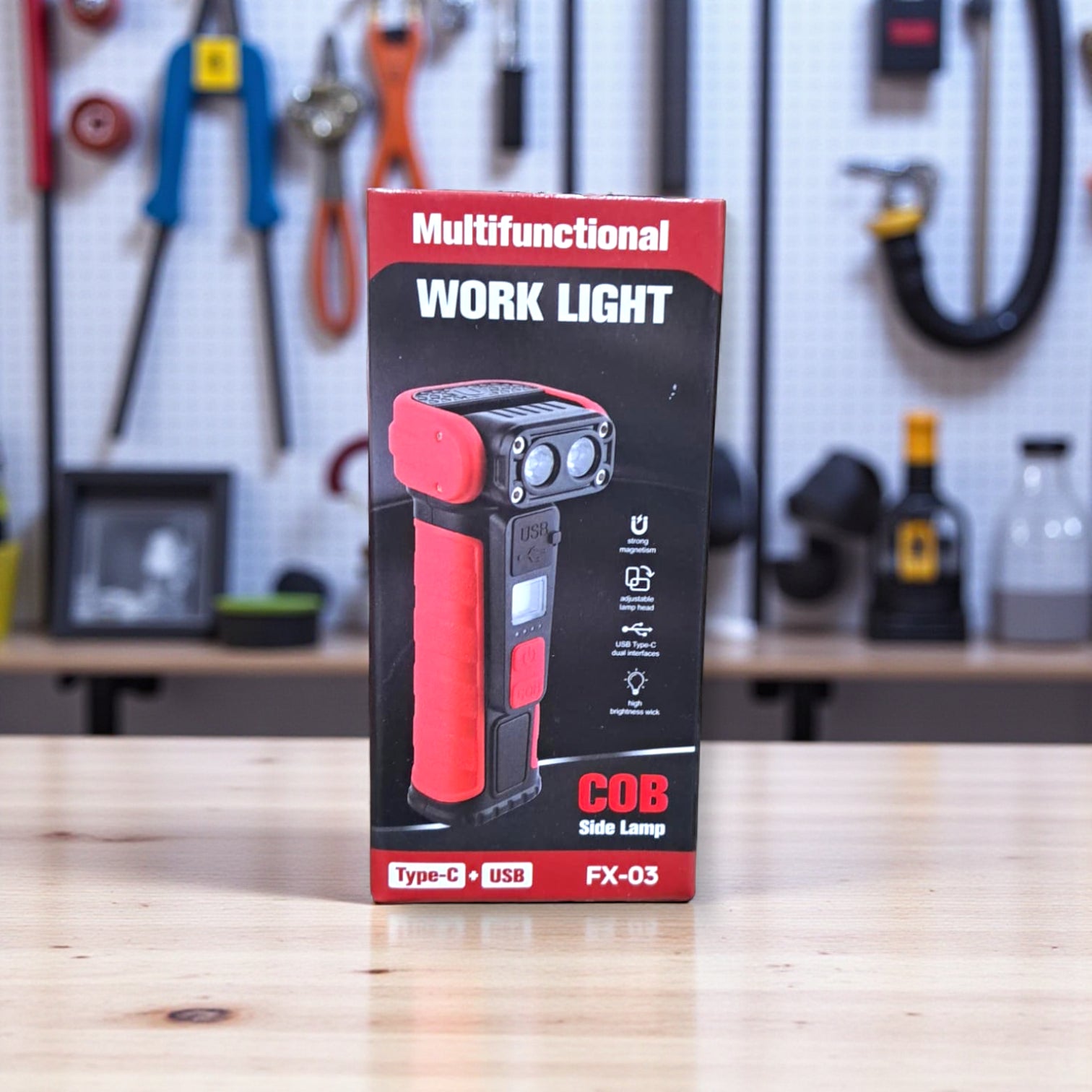 FX-03 Multifunctional Work Light – Rechargeable LED COB Flashlight with Magnetic Base, Adjustable Head & Type-C/USB Charging - Damoo