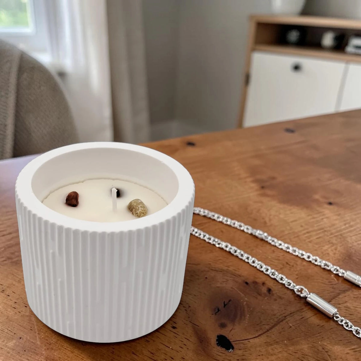 Luxury Scented Candle in Textured Ceramic Jar, Hand Poured Long Lasting Aromatherapy Candle for Home Décor & Relaxation - Multi Design (6H x 7L x 7W CM) - Damoo