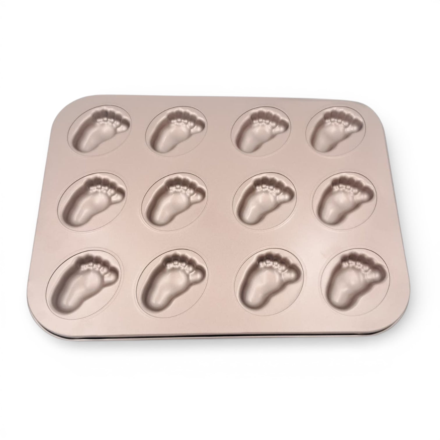 12-Cup Carbon Steel Non-Stick Footprint Shape Cake & Dessert Baking Pan – Creative Mold Tray (2.5H x 35L x 26.5W CM) - Damoo