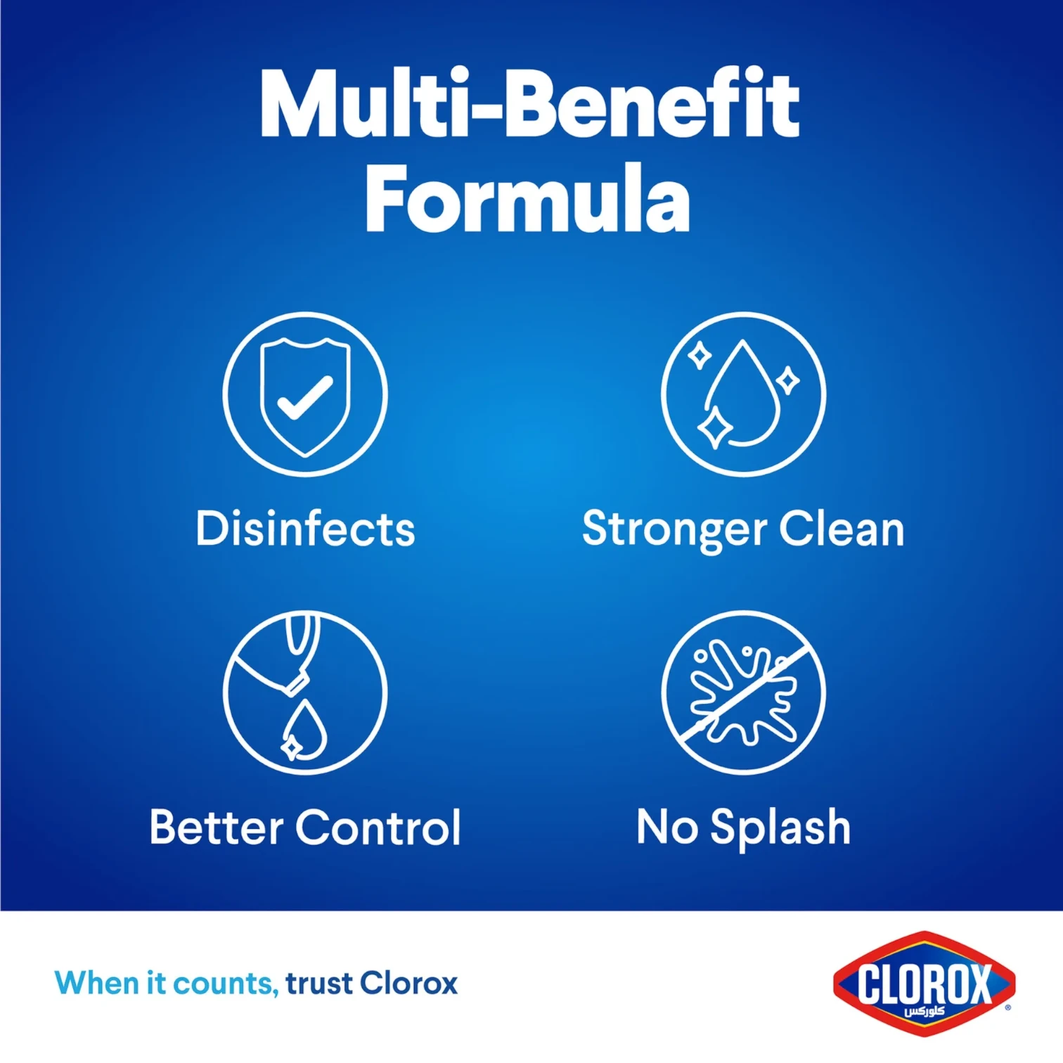 Clorox Platinum Bleach 950ML, Multi-Benefit Thick Formula, Kills 99.9% of Germs, Splash-Less Easy Pour Household Cleaner - Damoo
