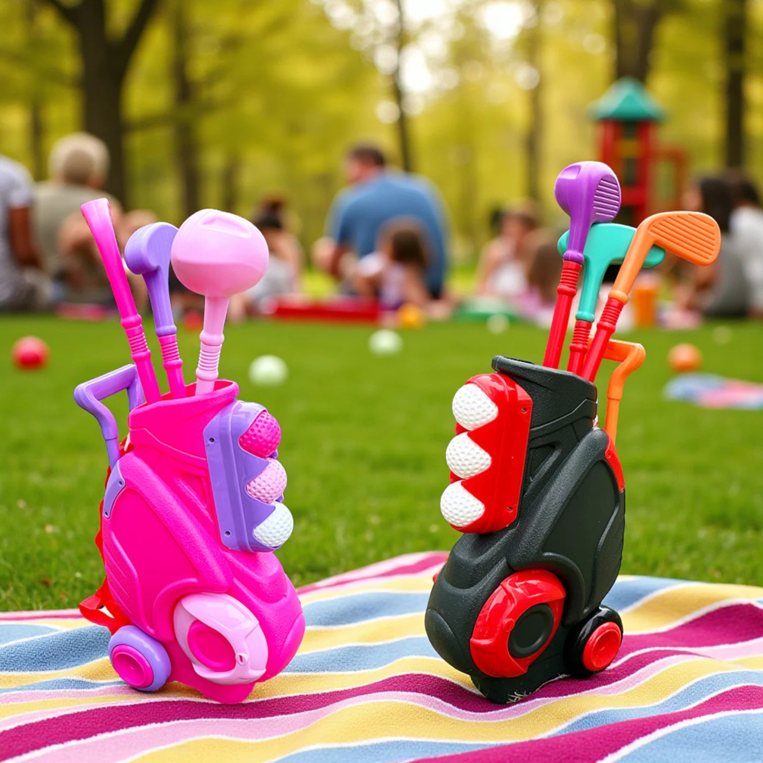 Rong Xing Da Kids Golf Push-Box Backpack Toy Set | Indoor & Outdoor Interactive Sports Game for Young Athletes | Telescopic Pull Rod, Rolling Wheels & Accessories