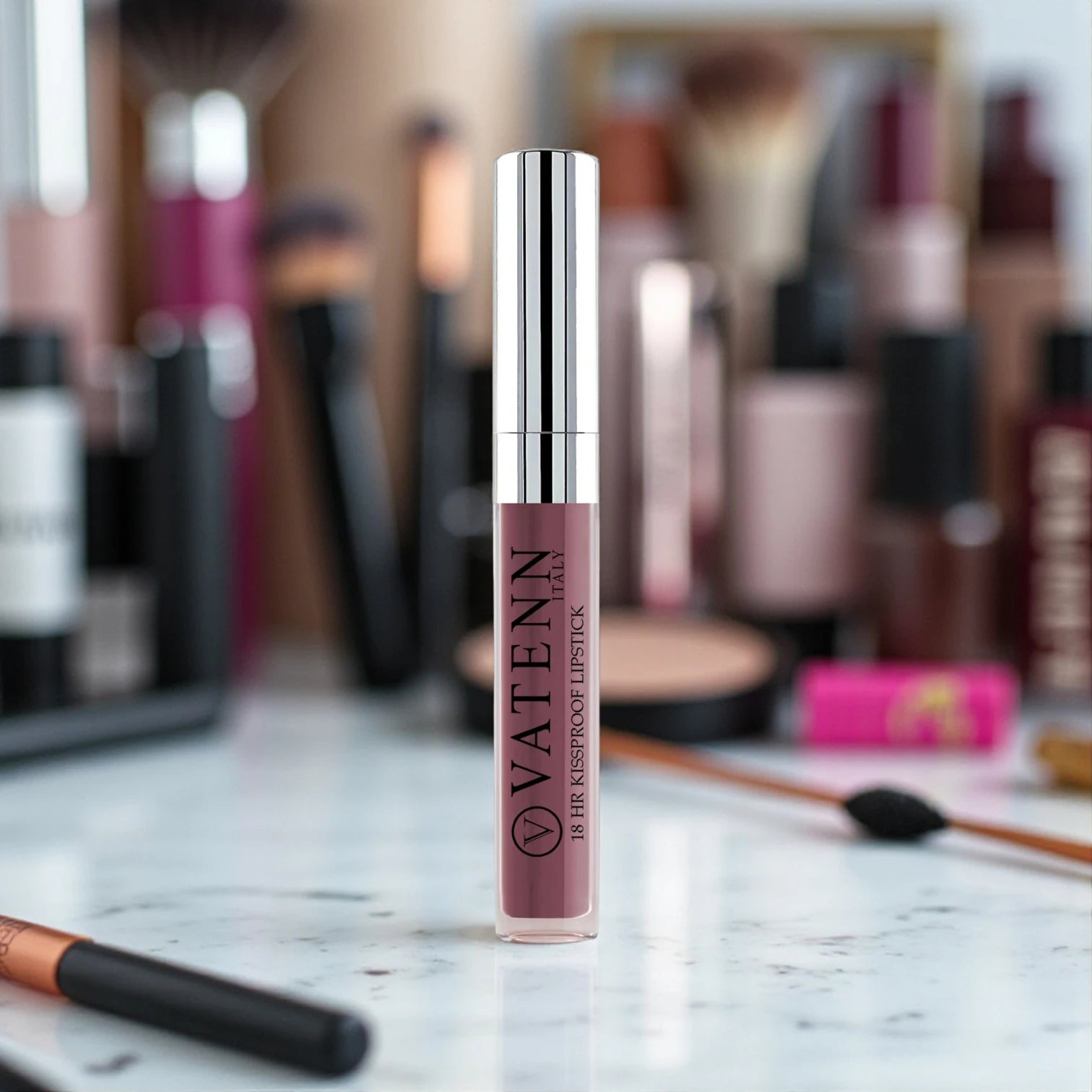 Vatenn Italy 18Hrs Kissproof Liquid Lipstick – Shade 11 Cashmere. Waterproof, transfer-proof nude matte lip color with honey nectar hydration, bold pigmentation & 18hr wear. - Damoo