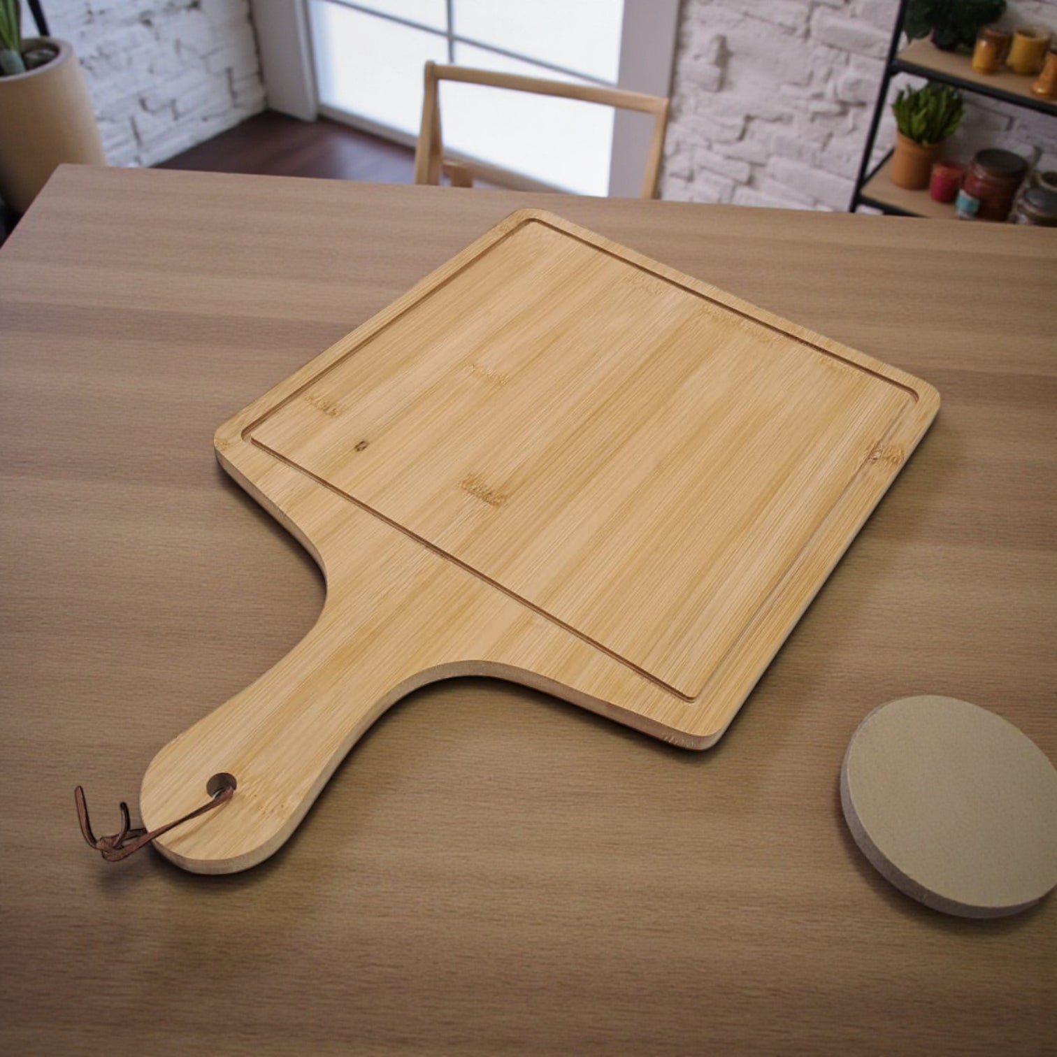 Premium Bamboo Cutting Board with Handle – Natural Wooden Chopping Board for Kitchen, Cheese, Fruits & Bread, Durable & Eco-Friendly Design - Damoo